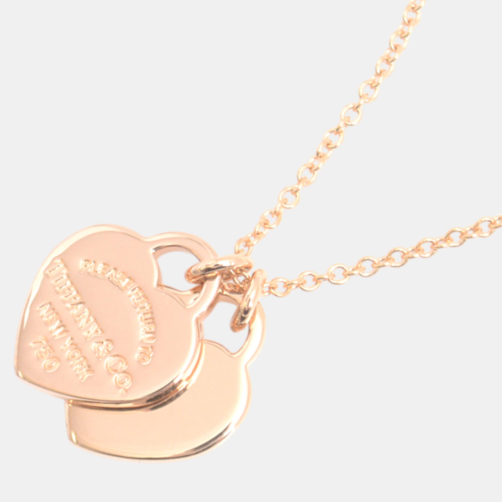 

Tiffany & Co. 18K Rose Gold Mini Return to Tiffany Double Heart Tag Pendant Necklace