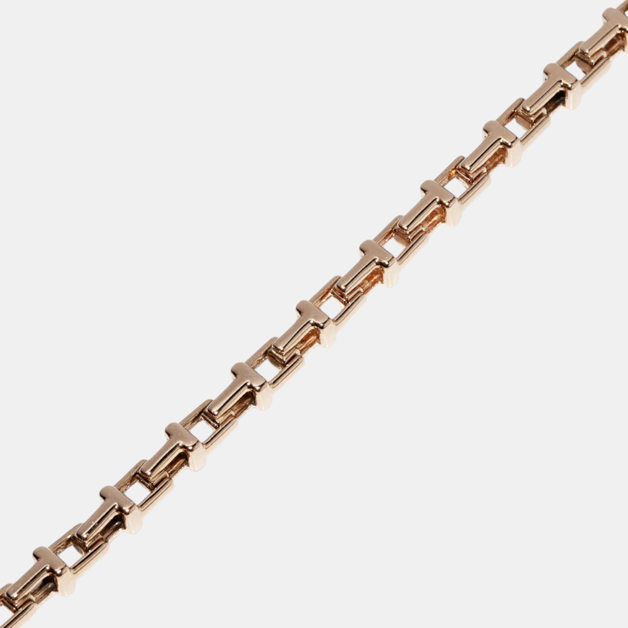 

Tiffany & Co. 18K PG T Narrow Chain Bracelet Pink Metal