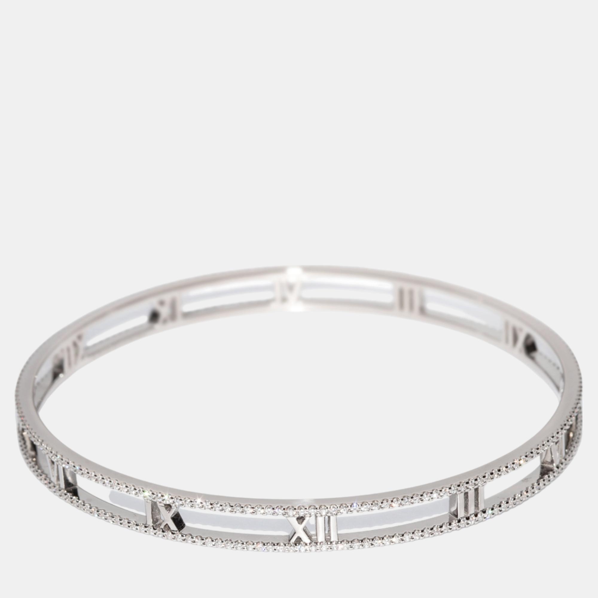 

Tiffany & Co. 18K White Gold and Diamond Atlas Open Bangle Bracelet