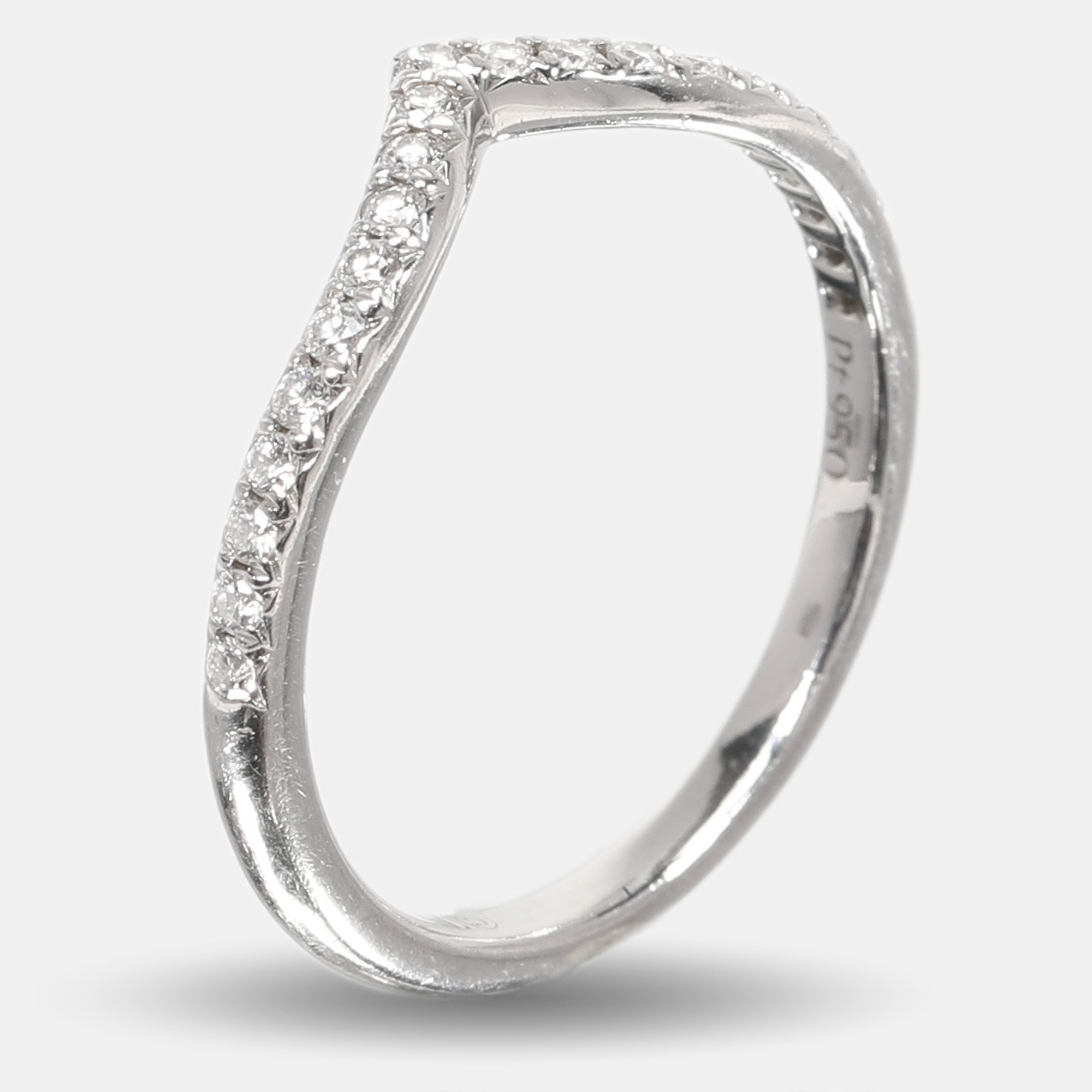 

Tiffany & Co. Tiffany Diamond Platinum Soleste Ring 53, Silver