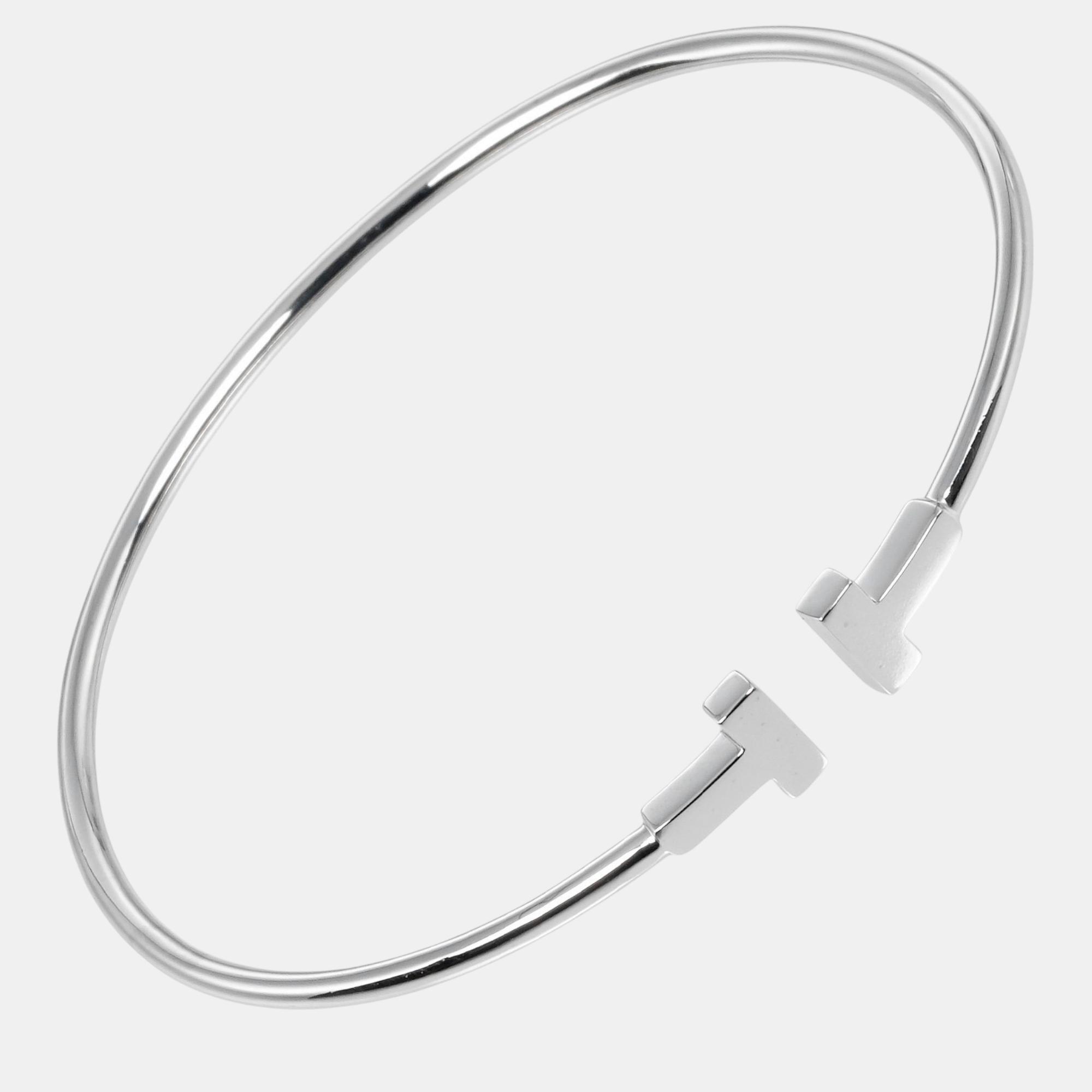 

Tiffany & Co T Wire Narrow Bangle 18K White Gold