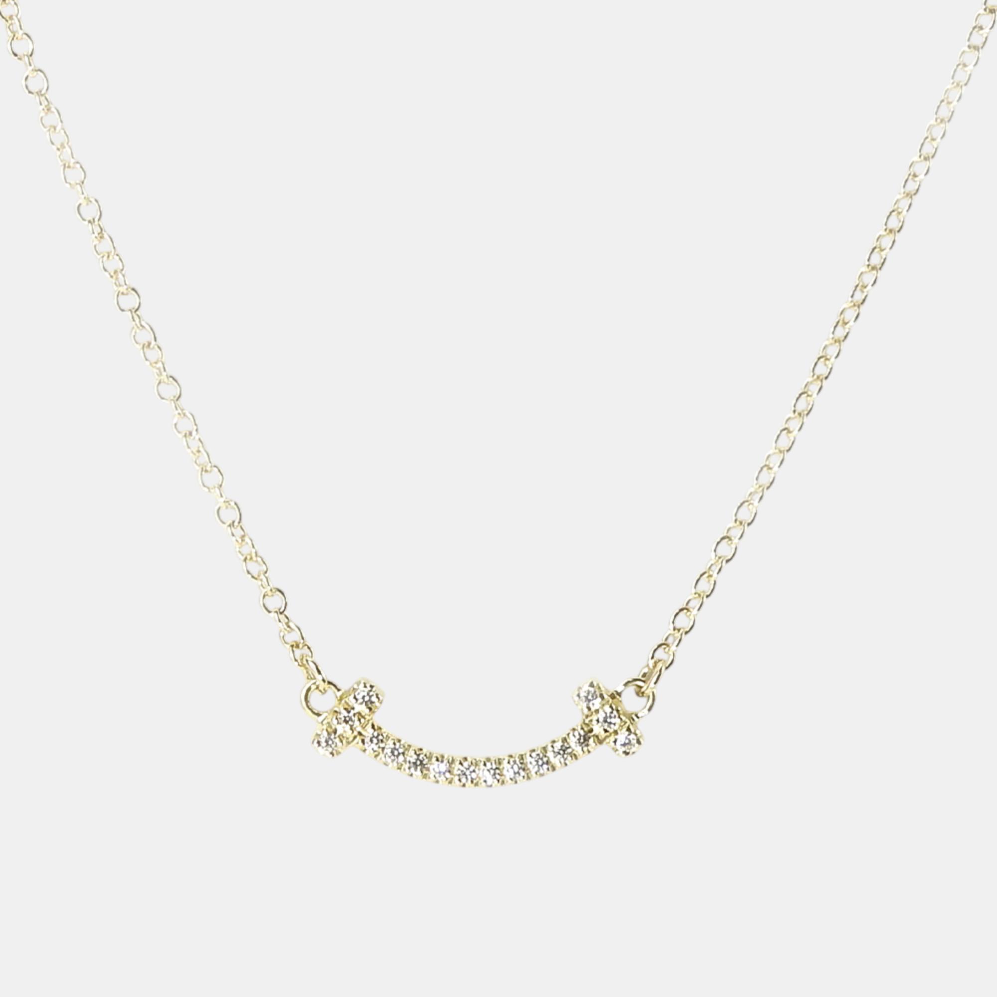 

Tiffany & Co T Smile Mini Necklace 18K Yellow Gold Diamond