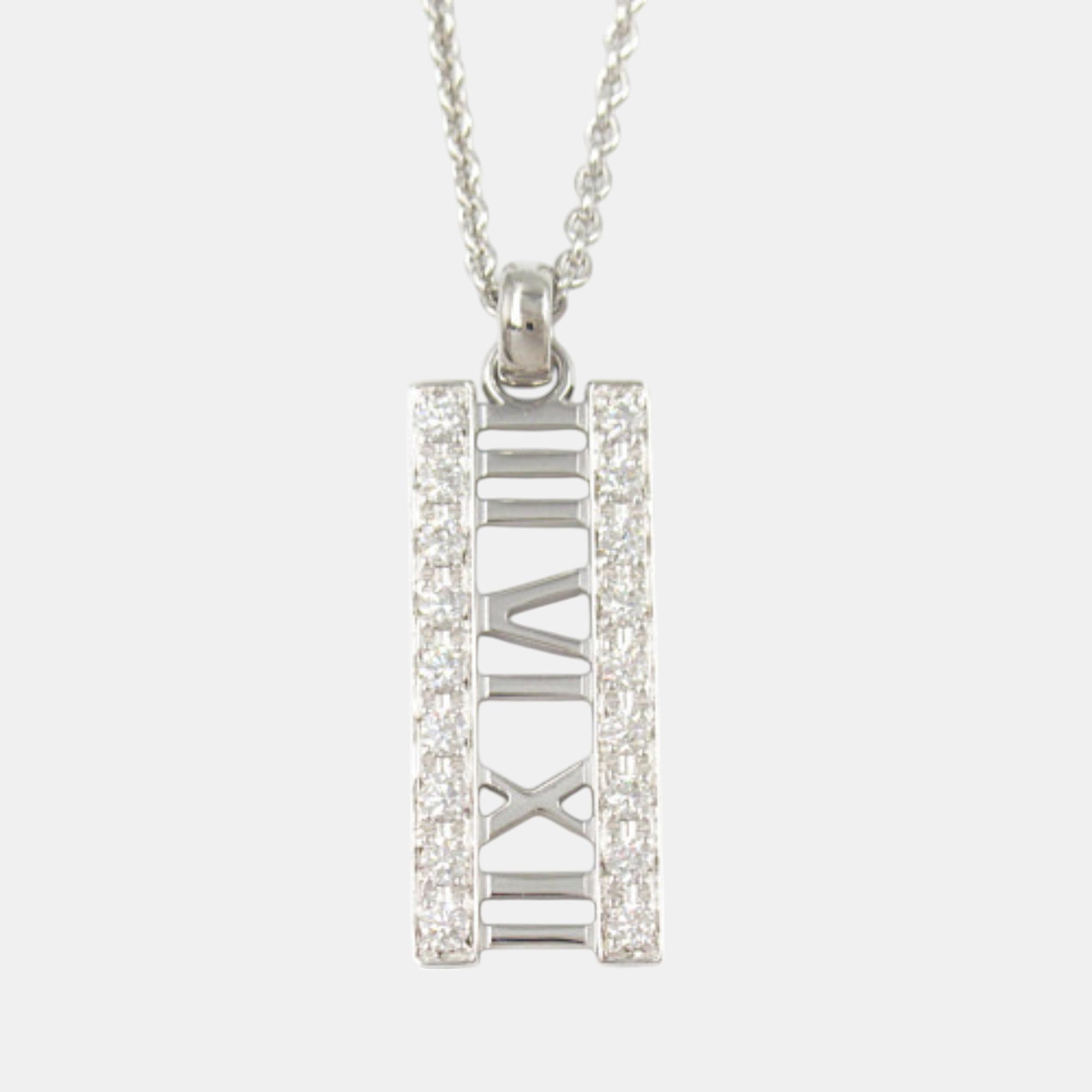 

Tiffany & Co Atlas Bar Diamond Necklace 18K White Gold