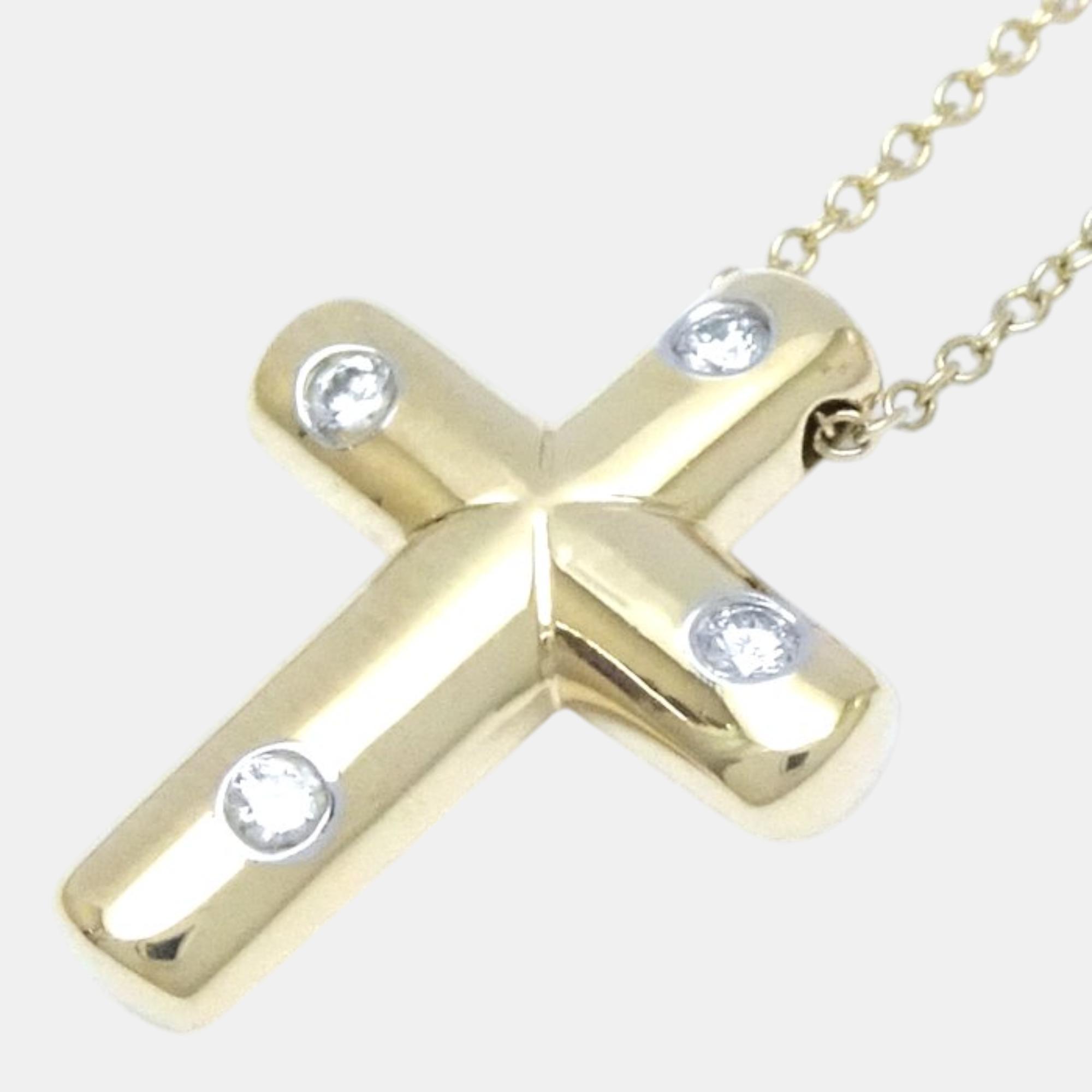 

Tiffany & Co. 18K Yellow Gold Dots Cross Necklace 4P Diamond