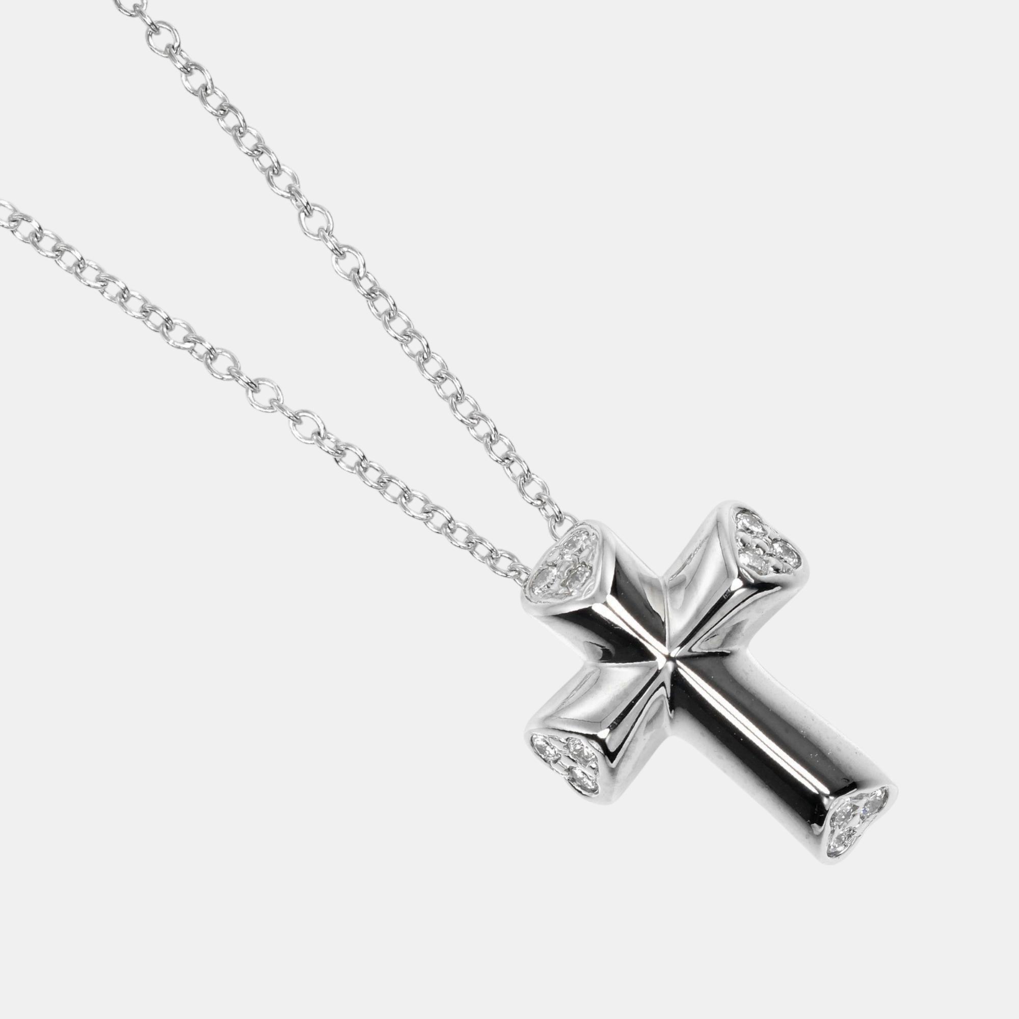 

Tiffany & Co 18K White Gold Diamond Cross Necklace