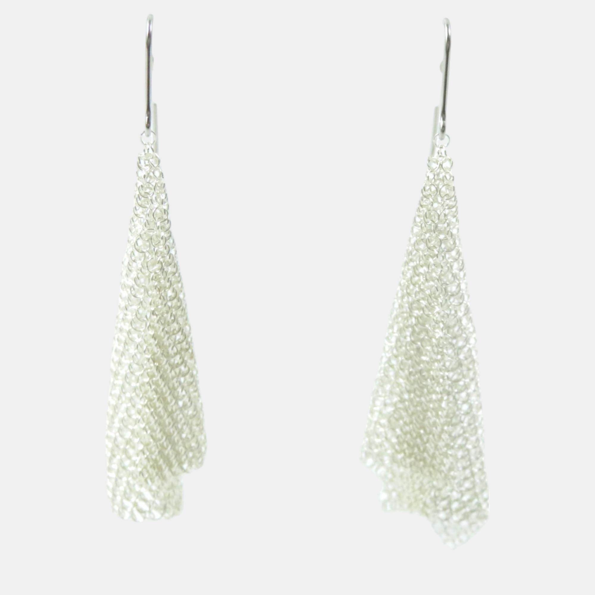 

Tiffany & Co. Silver Elsa Peretti Mesh Scarf Earrings