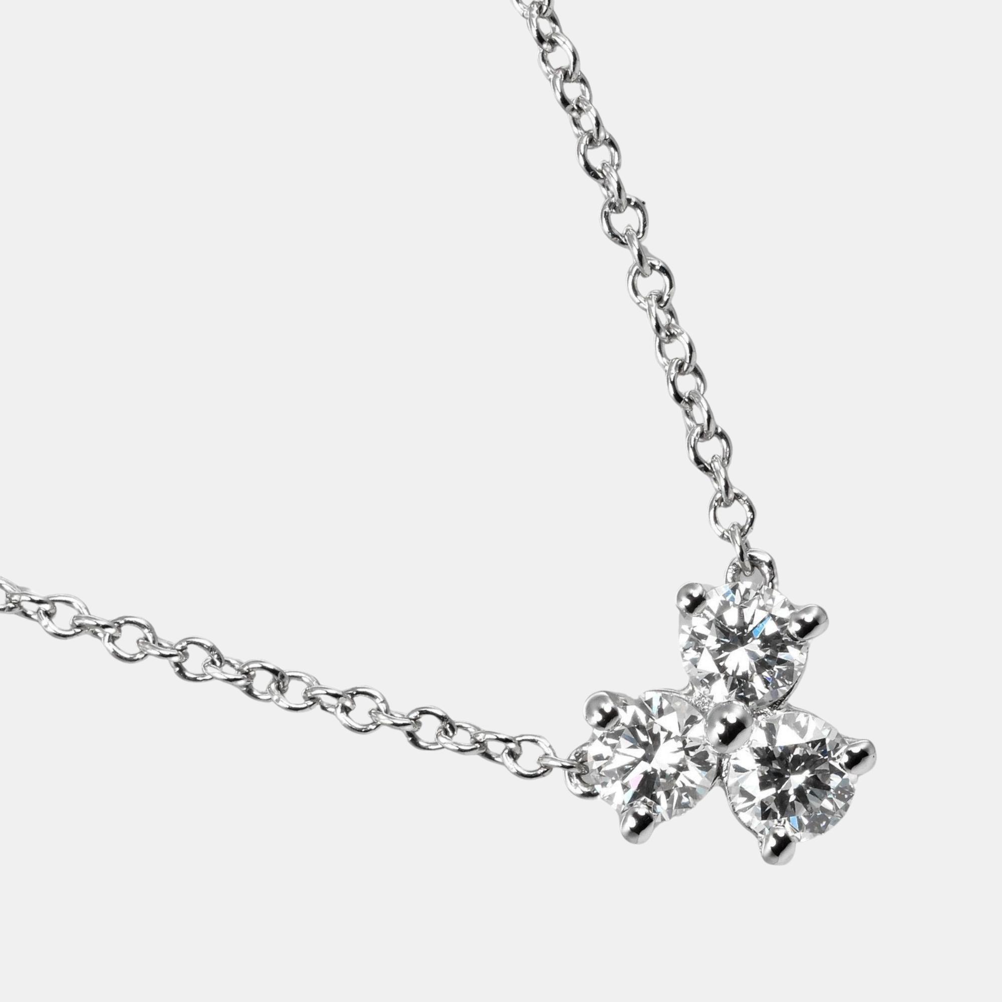 

Tiffany Aria Necklace Pt950 Platinum Diamond Silver Metal