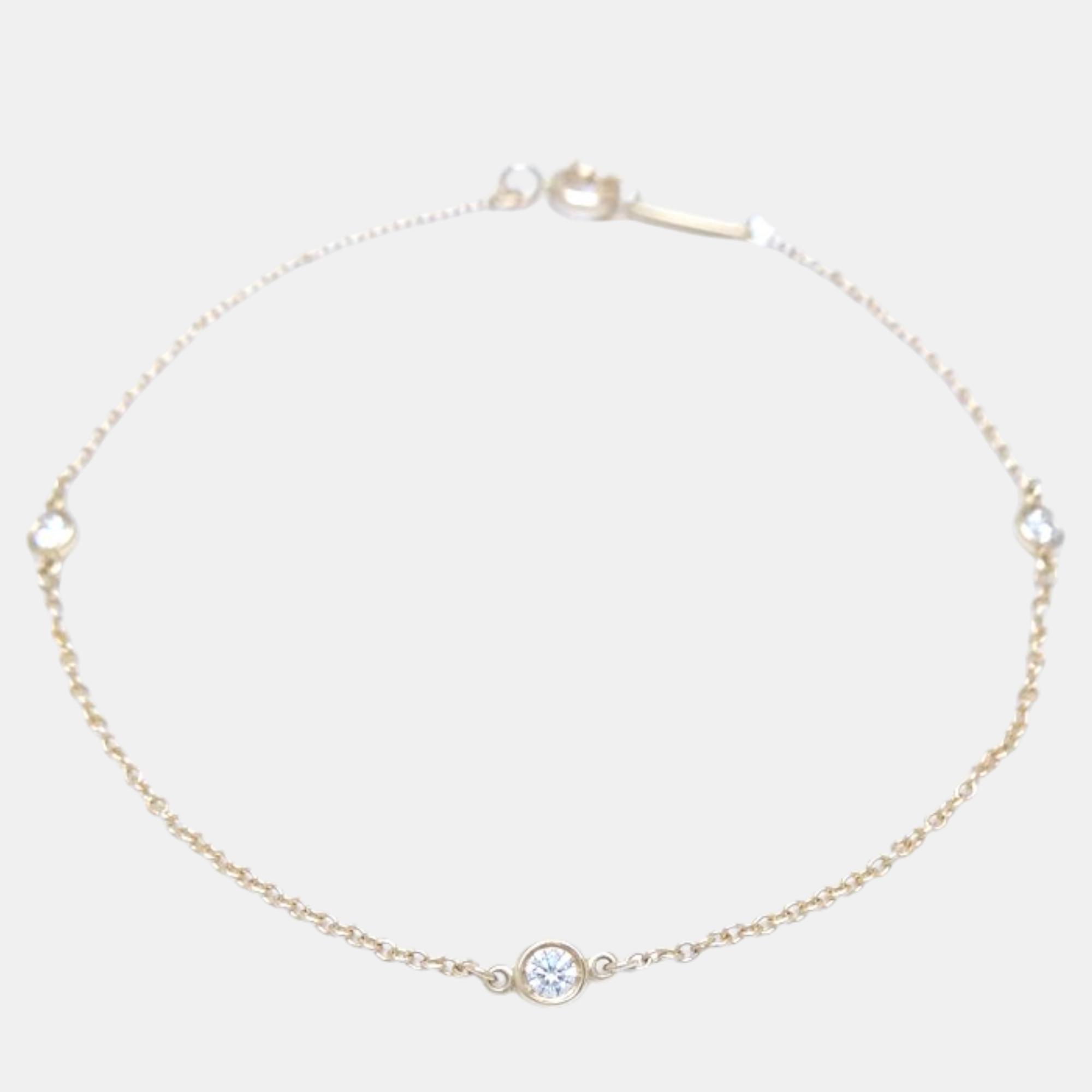 

Tiffany & Co Diamond Bracelet 3P Elsa Peretti 18K YG Gold Metal