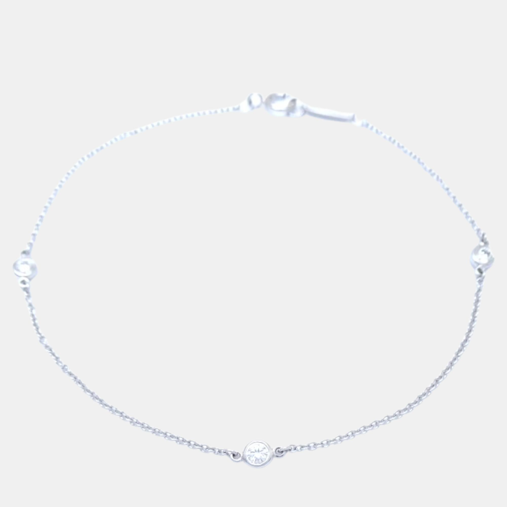 

Tiffany & Co Diamond By the Yard Bracelet Platinum Silver Metal