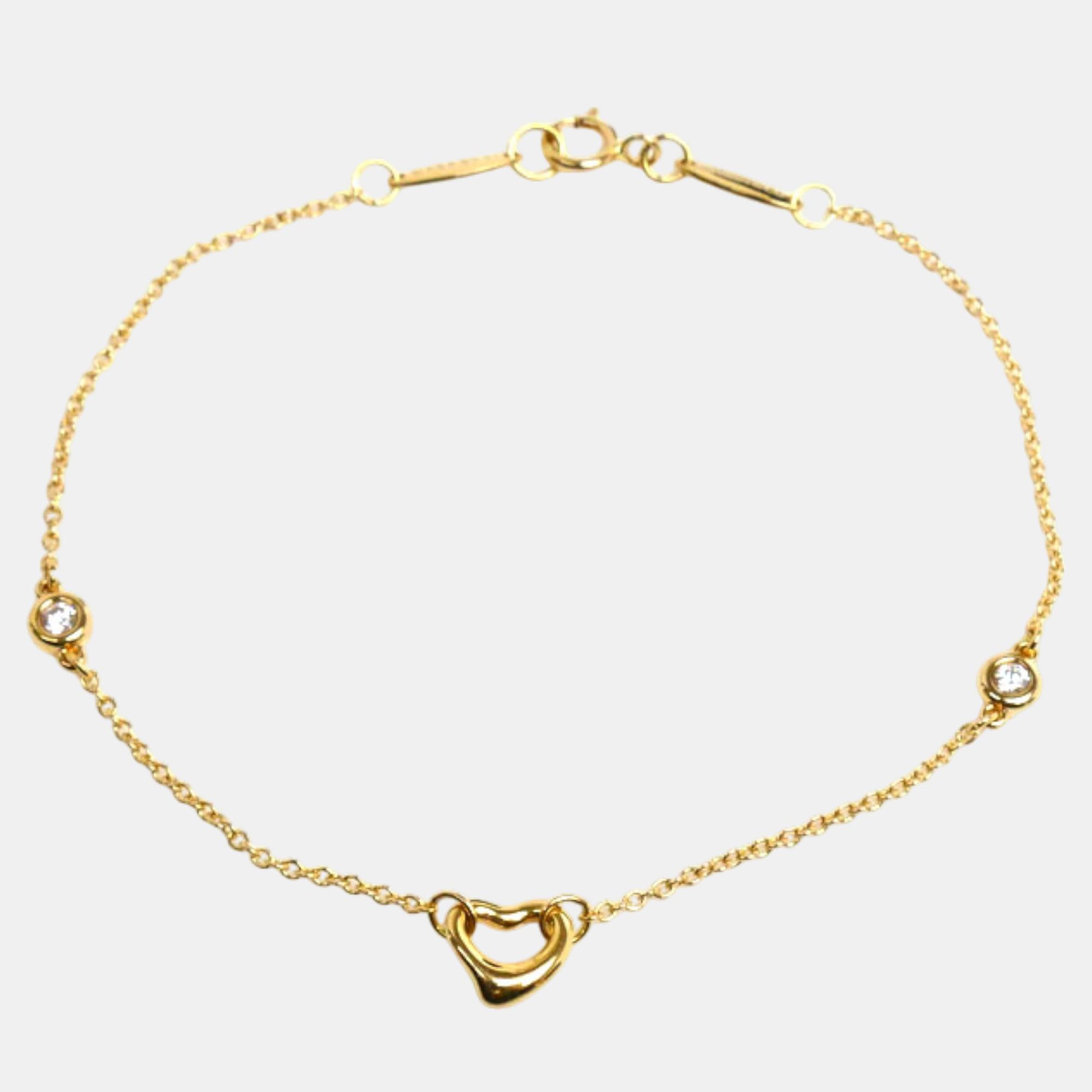 

Tiffany & Co. 18K Rose Gold Diamond Open Heart Bracelet