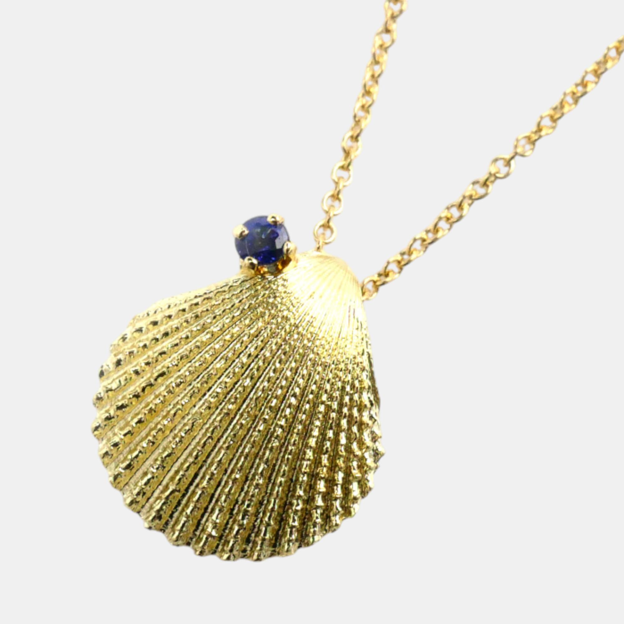 

Tiffany & Co. 18K Yellow Gold Sapphire Shell Necklace