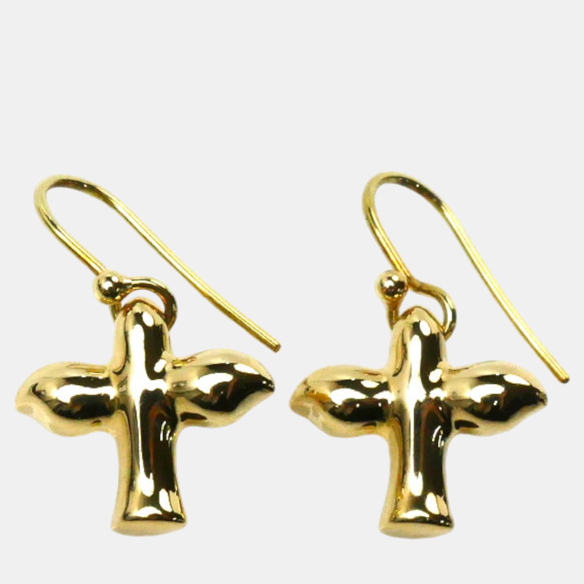 

Tiffany & Co Yellow Gold Bird Cross Earrings Gold Metal