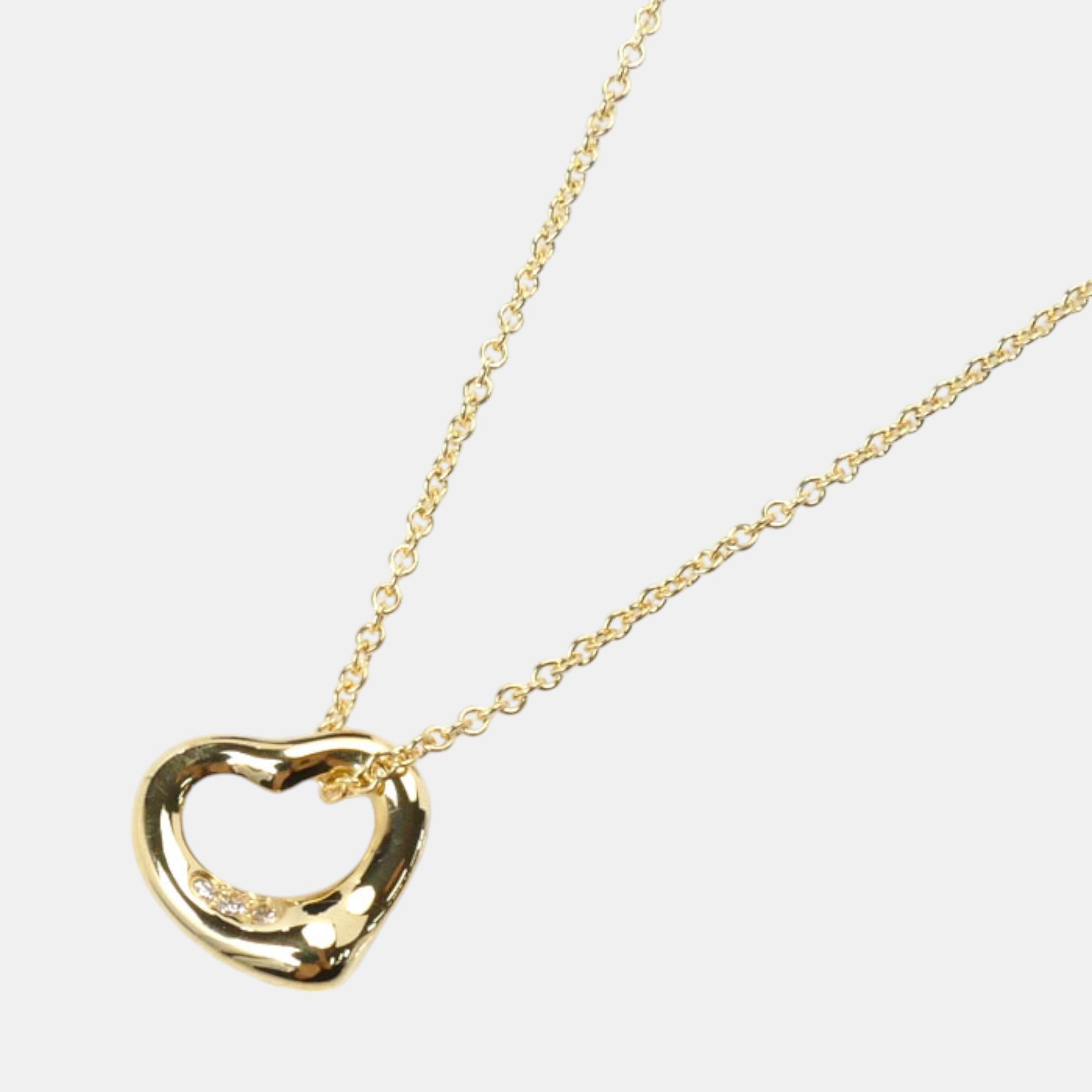

Tiffany & Co. 18K Yellow Gold Diamond Open Heart Necklace