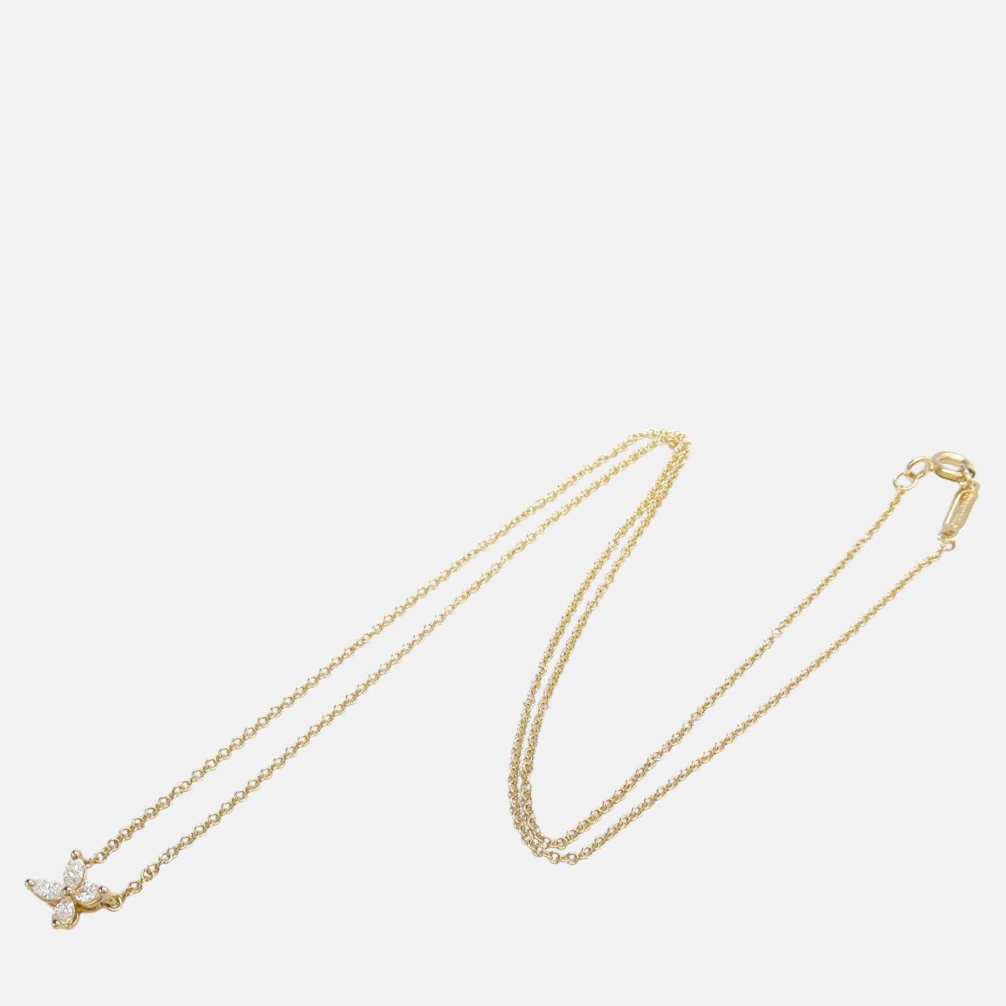 Tiffany & Co. Victoria Mini Diamond Necklace 18k Pink Gold Clear Metal 