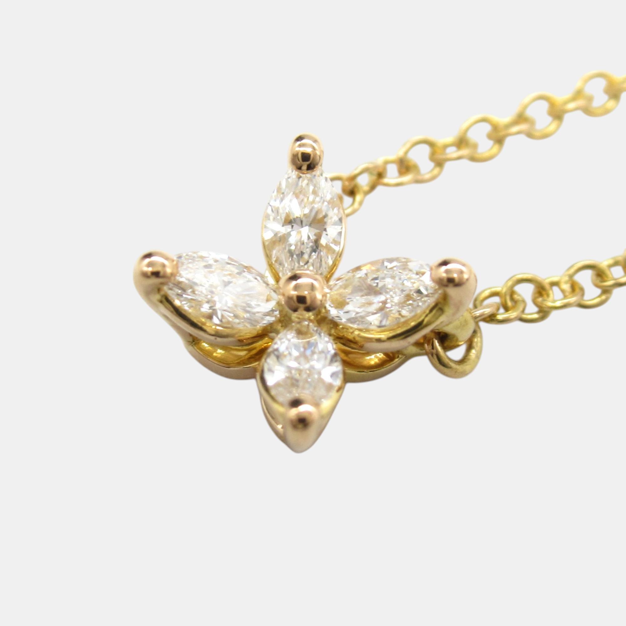 Tiffany & Co. Victoria Mini Diamond Necklace 18k Pink Gold Clear Metal 
