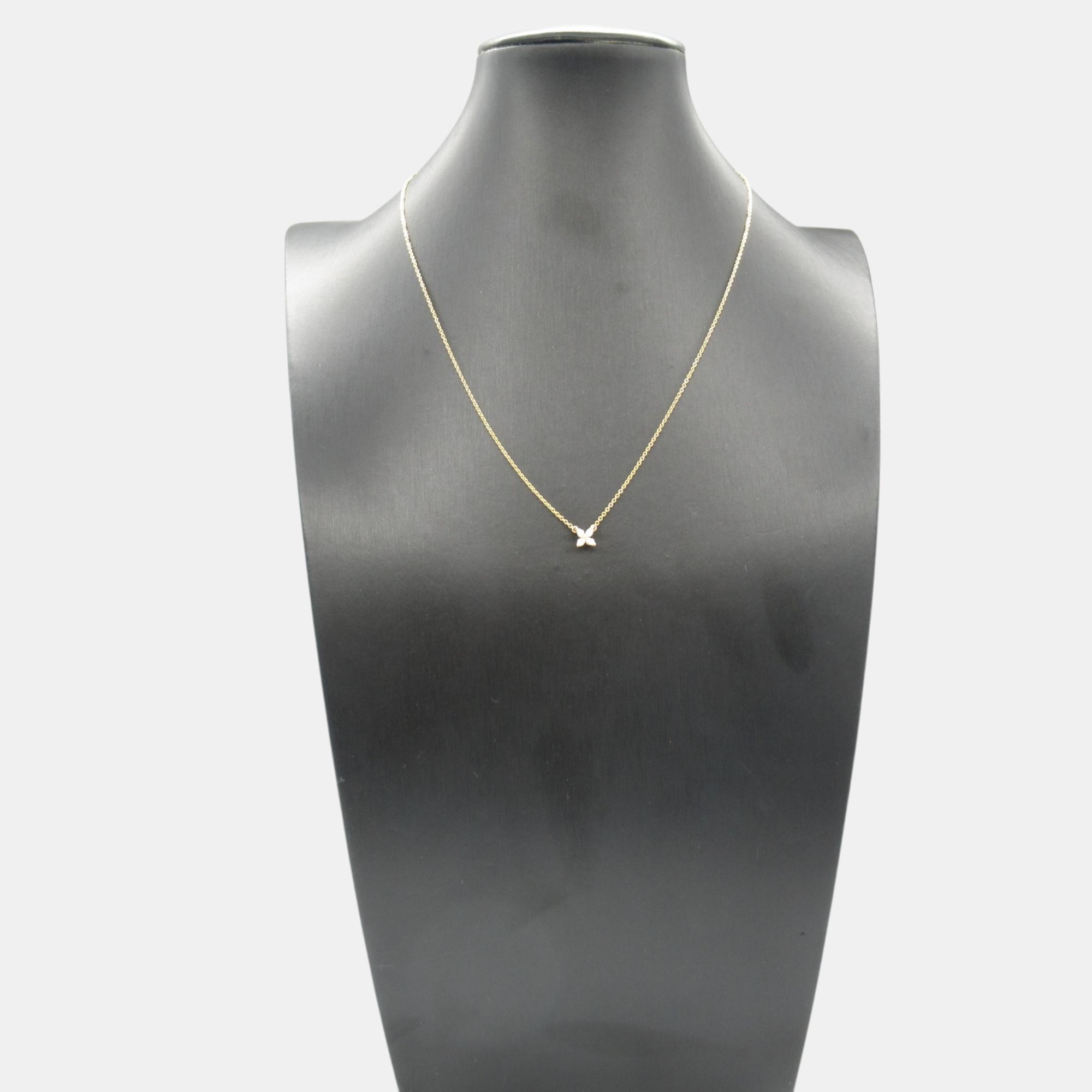 Tiffany & Co. Victoria Mini Diamond Necklace 18k Pink Gold Clear Metal 