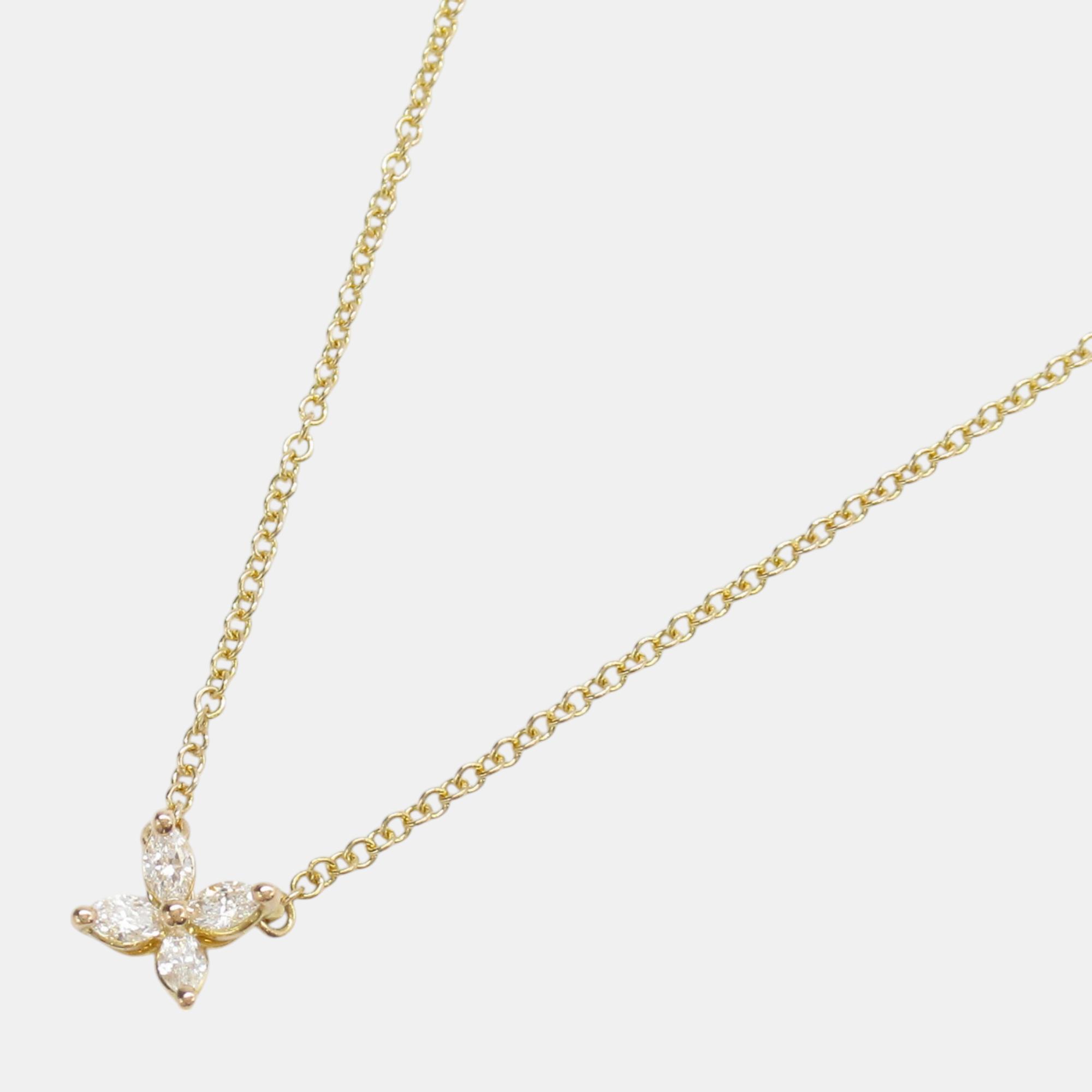 Tiffany & Co. Victoria Mini Diamond Necklace 18k Pink Gold Clear Metal 