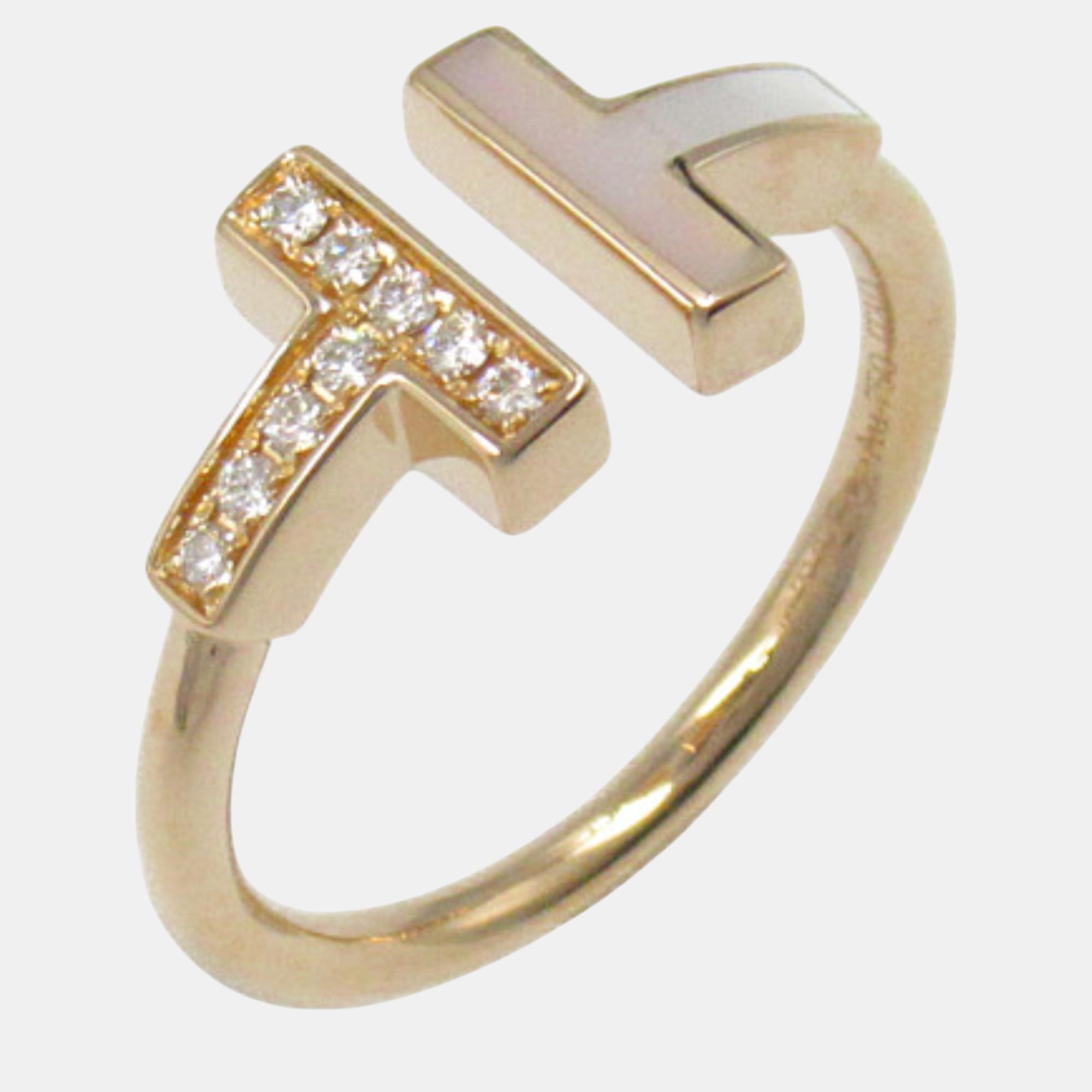 

Tiffany & Co. 18K Rose Gold and Diamond T Wire Band Ring EU 53