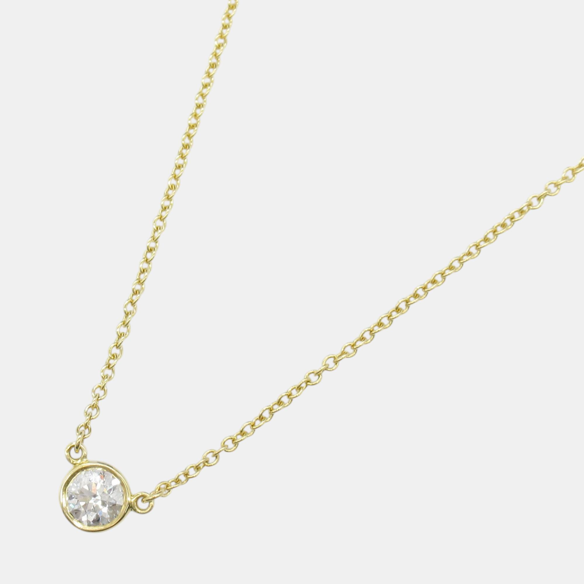 Tiffany & Co. Diamond Necklace 18k Yellow Gold Clear Metal 