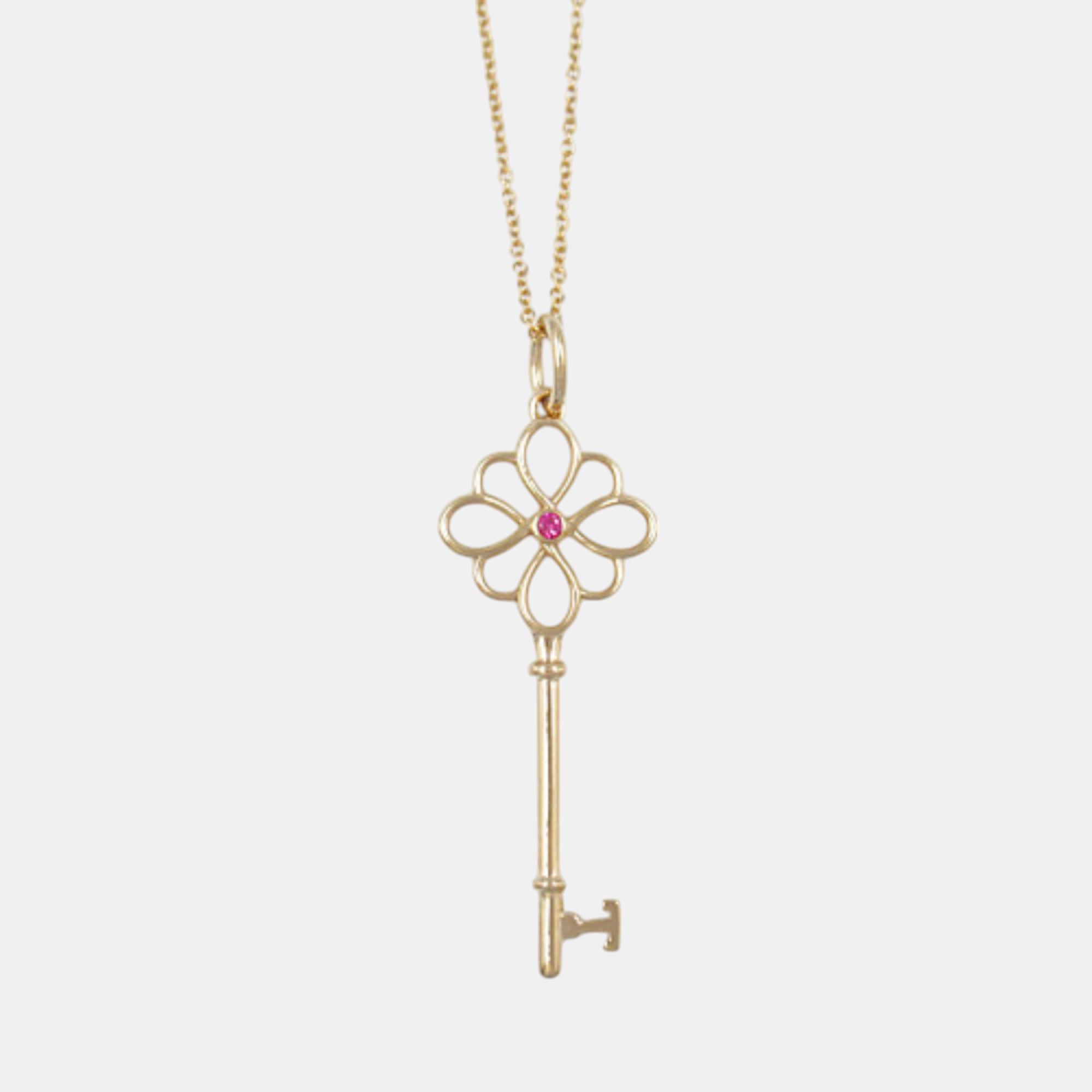 

Tiffany & Co. Knot Key Pink Sapphire Necklace 18k Pink Gold Pink Metal