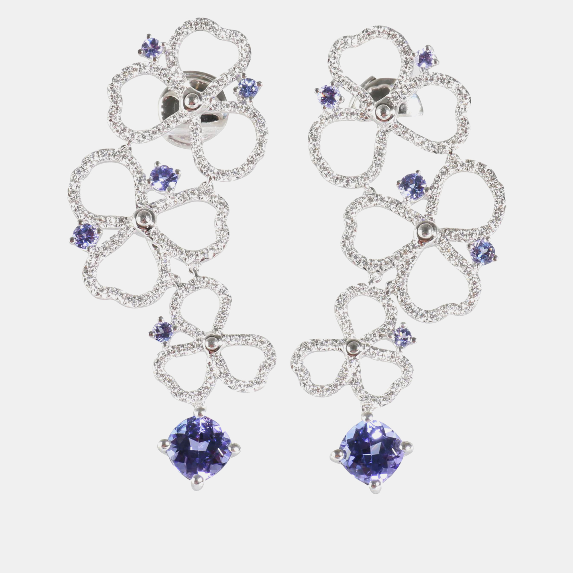 

Tiffany & Co. 18k White Gold 0.56 CTW Paper Flowers Tanzanite Earrings