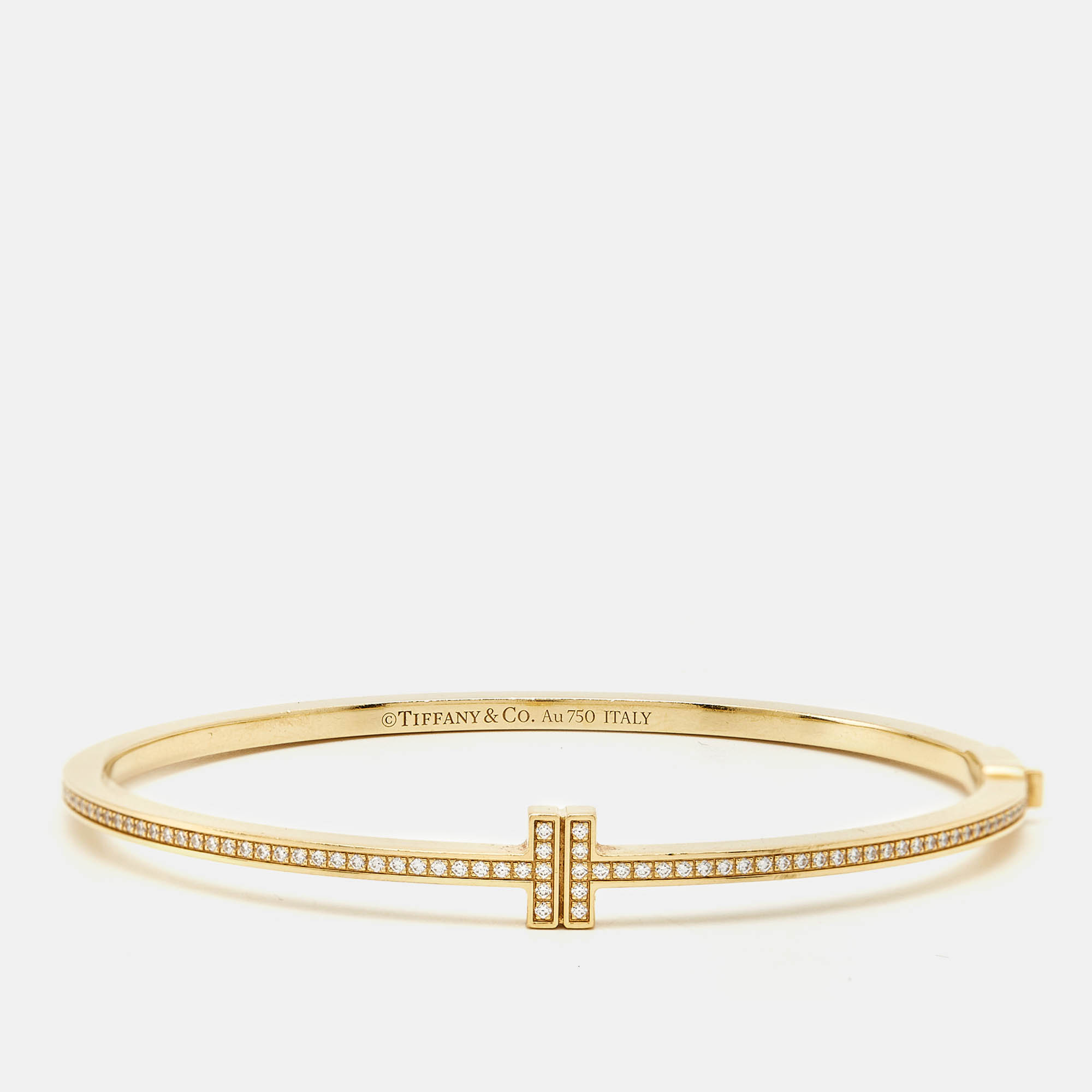 

Tiffany & Co. Tiffany T Hinged Wired Diamond 18k Yellow Gold Bracelet