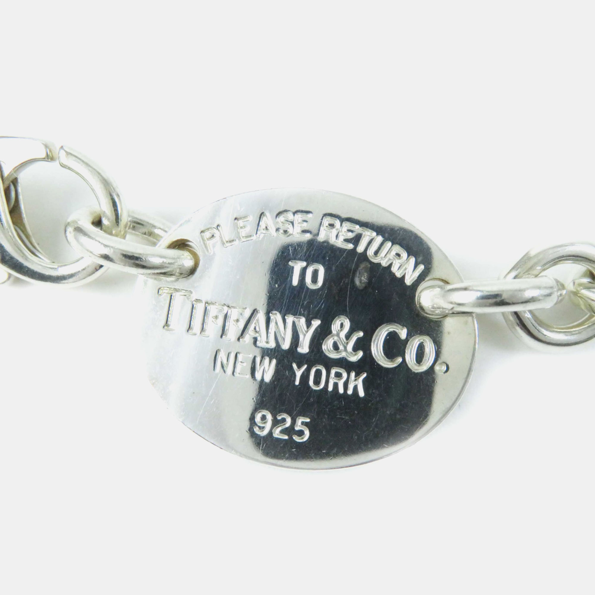 Tiffany & Co Ag925 Oval Tag Necklace Silver Metal 