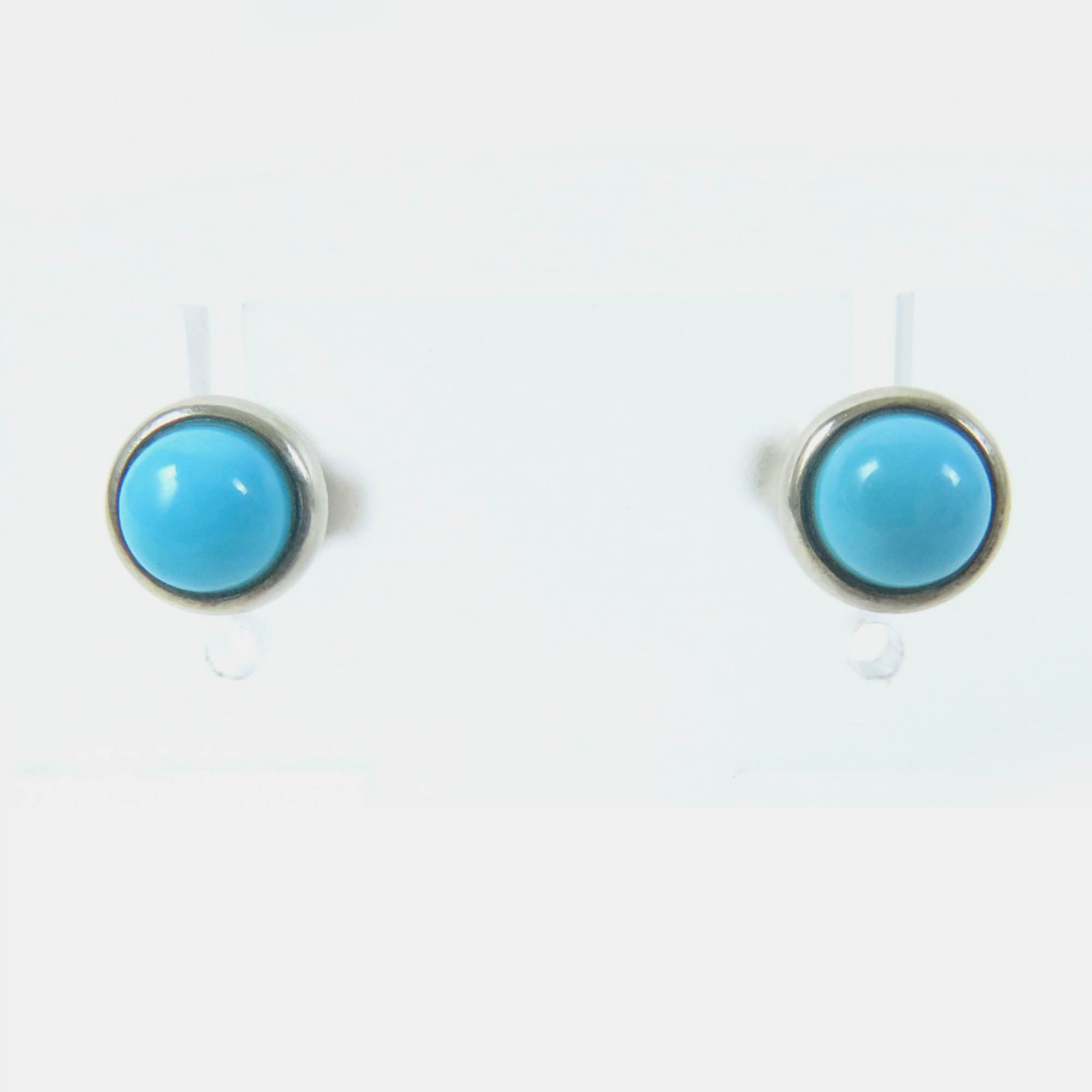 

Tiffany & Co Ag925 Turquoise Cabochon Earrings Blue Metal