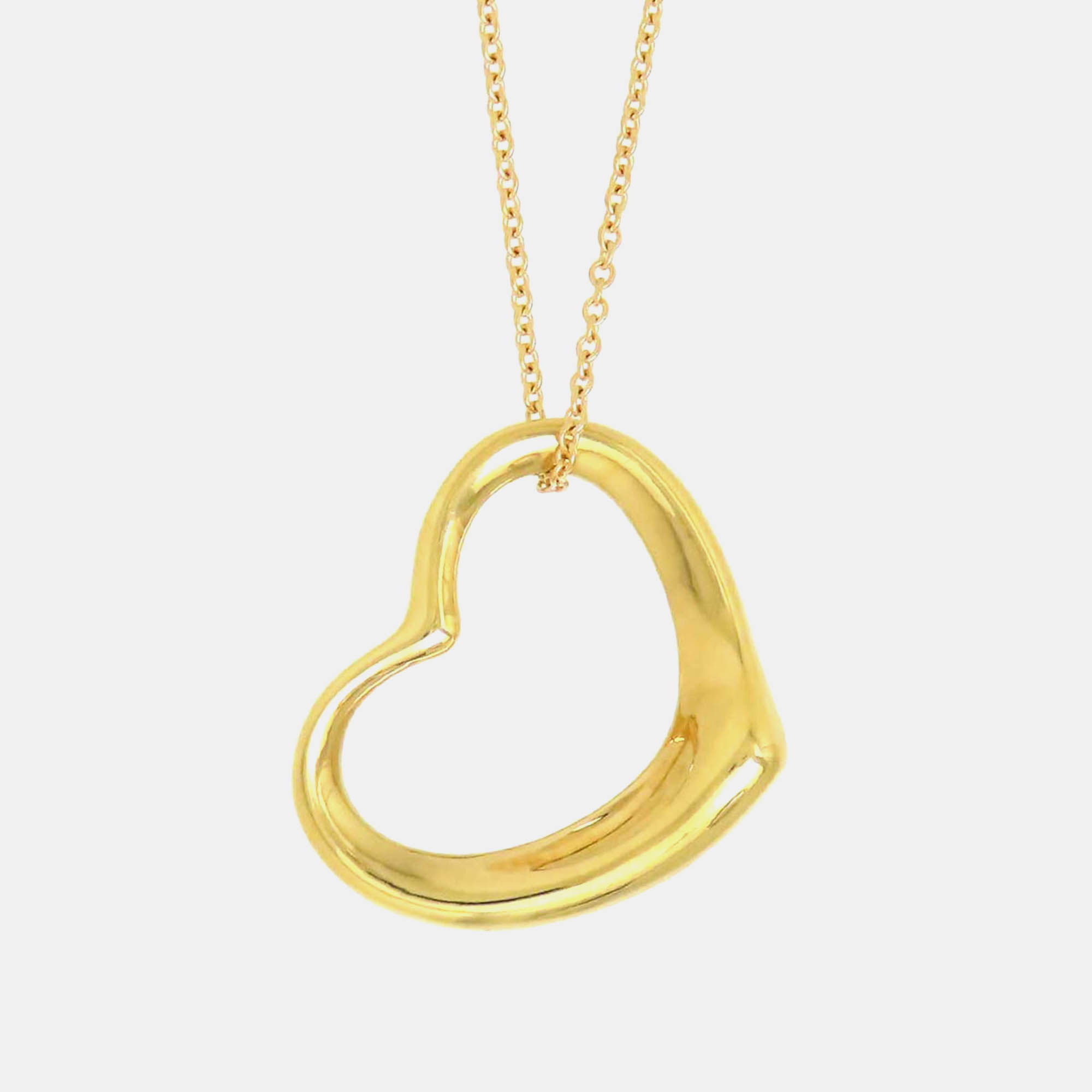 

Tiffany & Co 18K Yg Open Heart Necklace Gold Metal