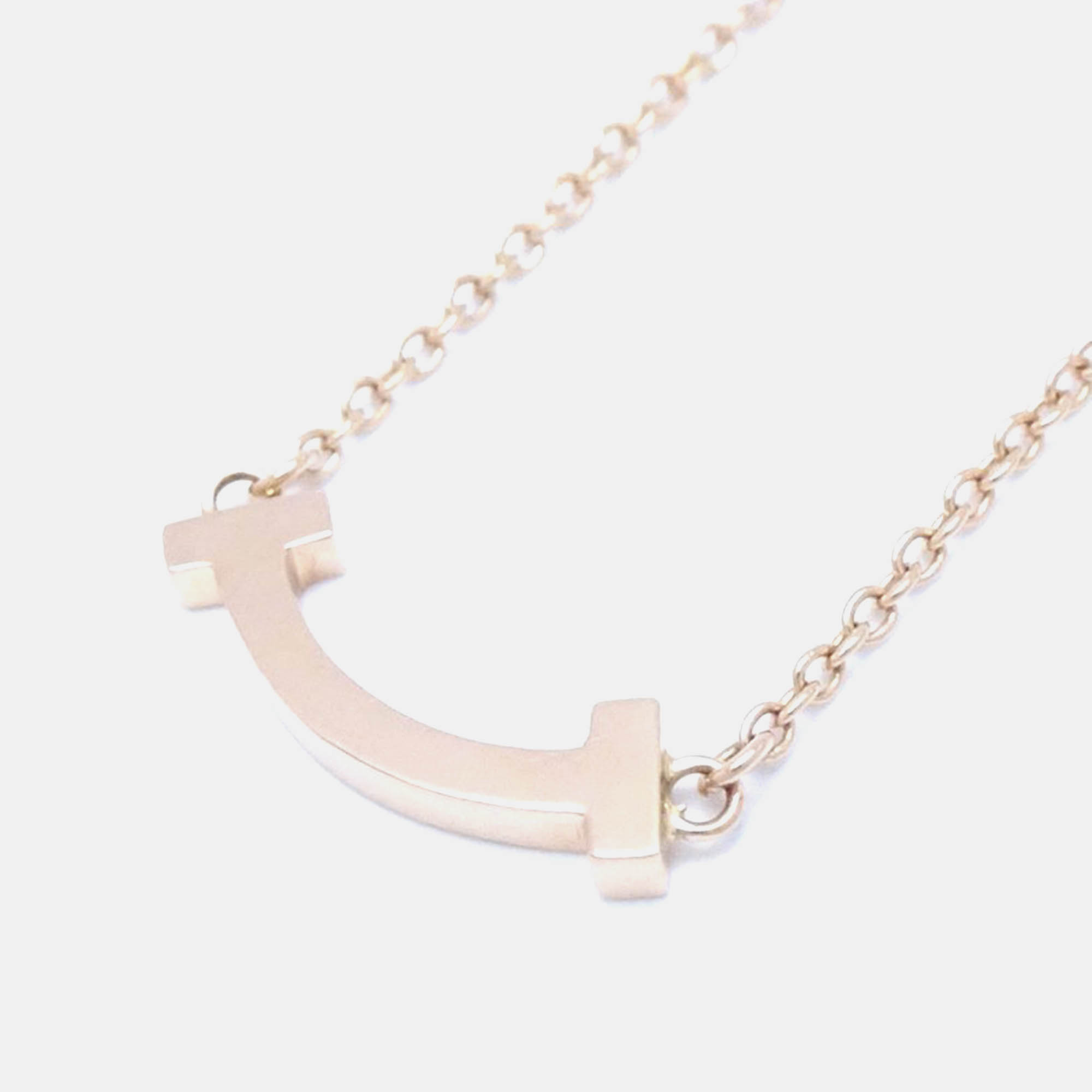 

Tiffany & Co T Smile Necklace Mini Pink Gold Rose Gold Metal