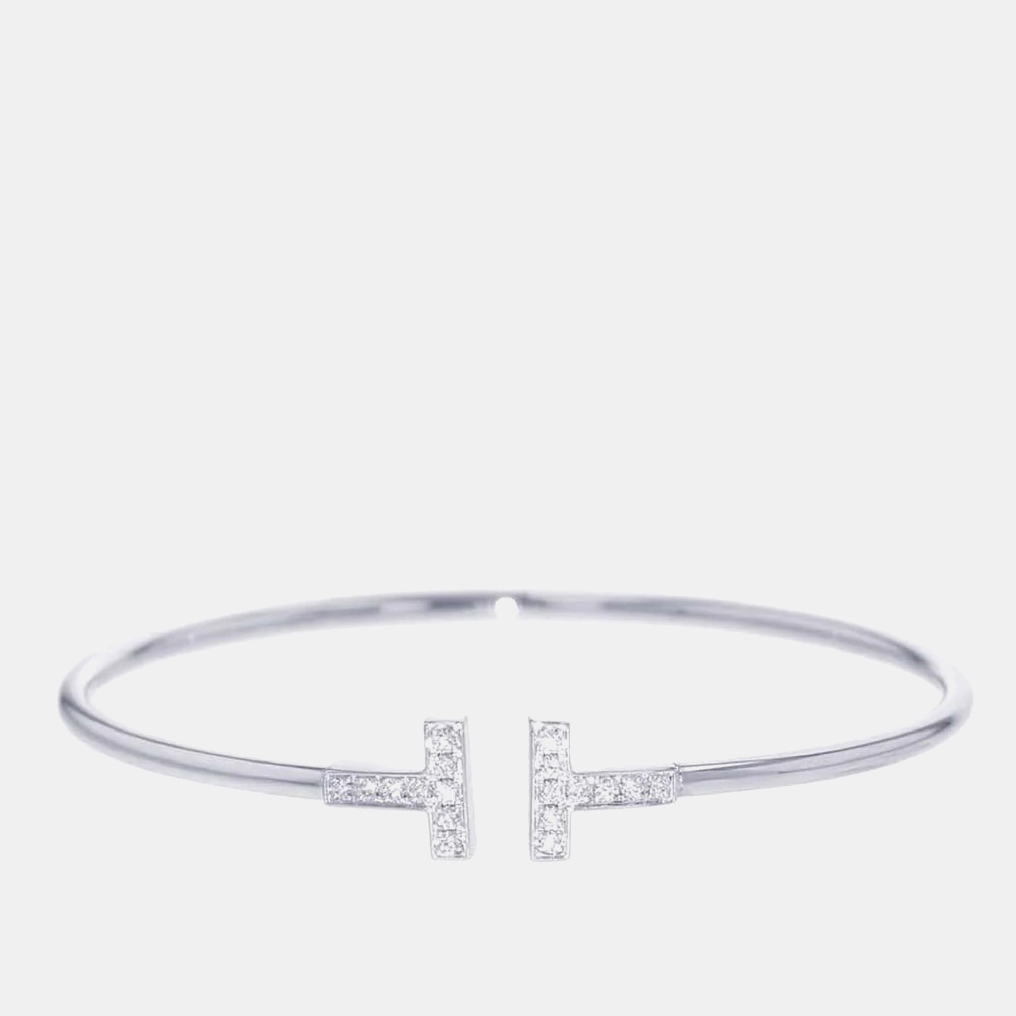 

Tiffany & Co. 18K White Gold and Diamond T Wire Bracelet