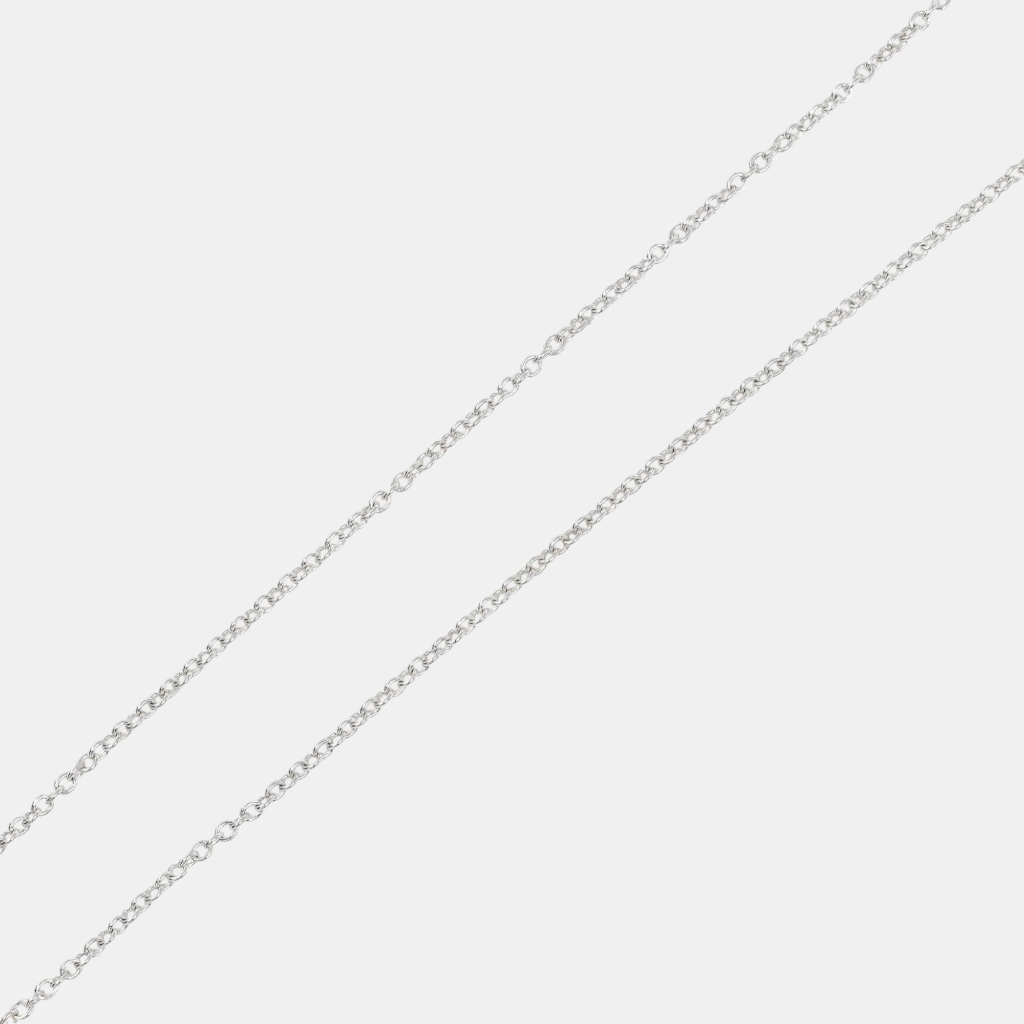 Tiffany & Co. Silver and 18K Pink Gold Double Open Heart Necklace 