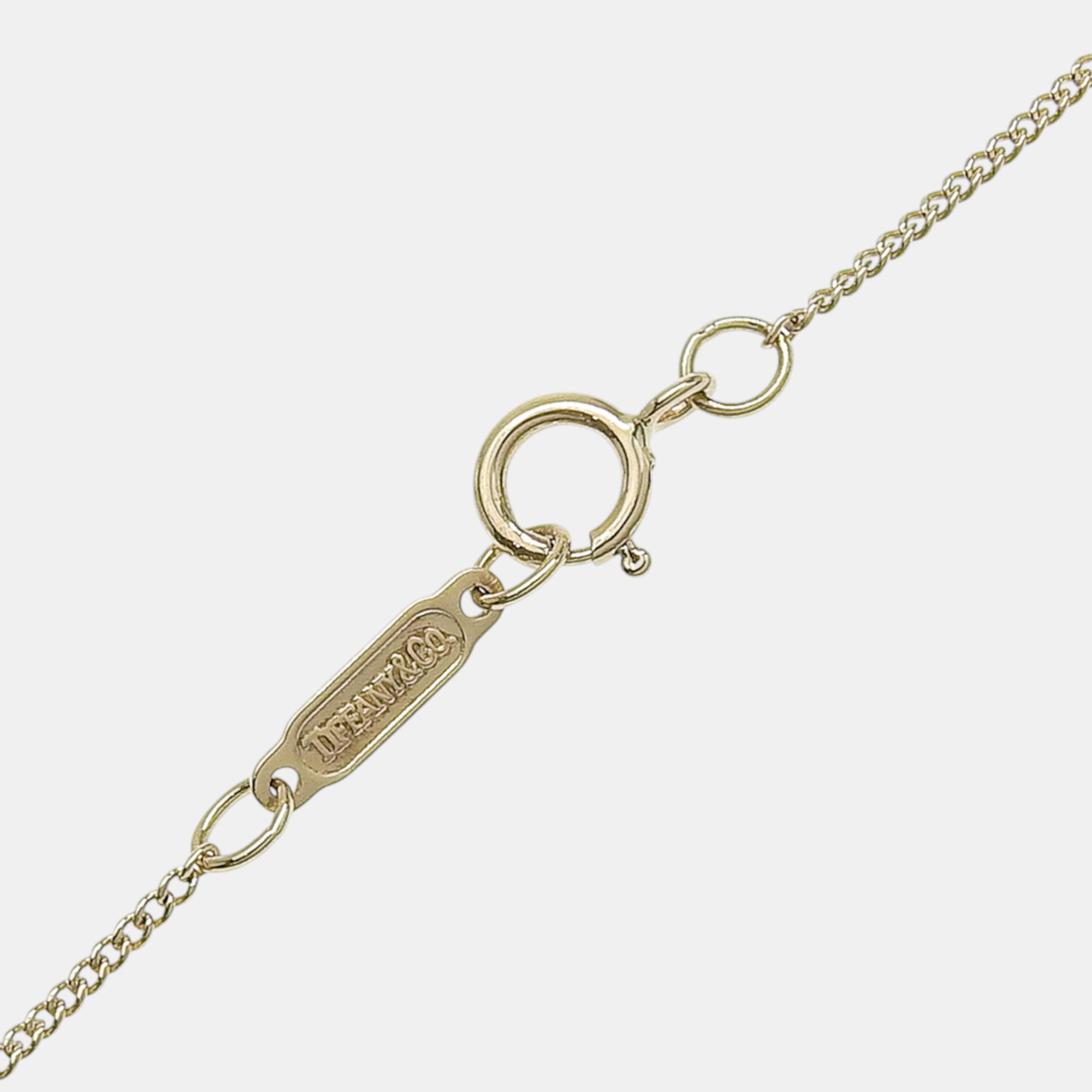 Tiffany & Co. 18K Yellow Gold Diamond Leaf Heart Necklace 