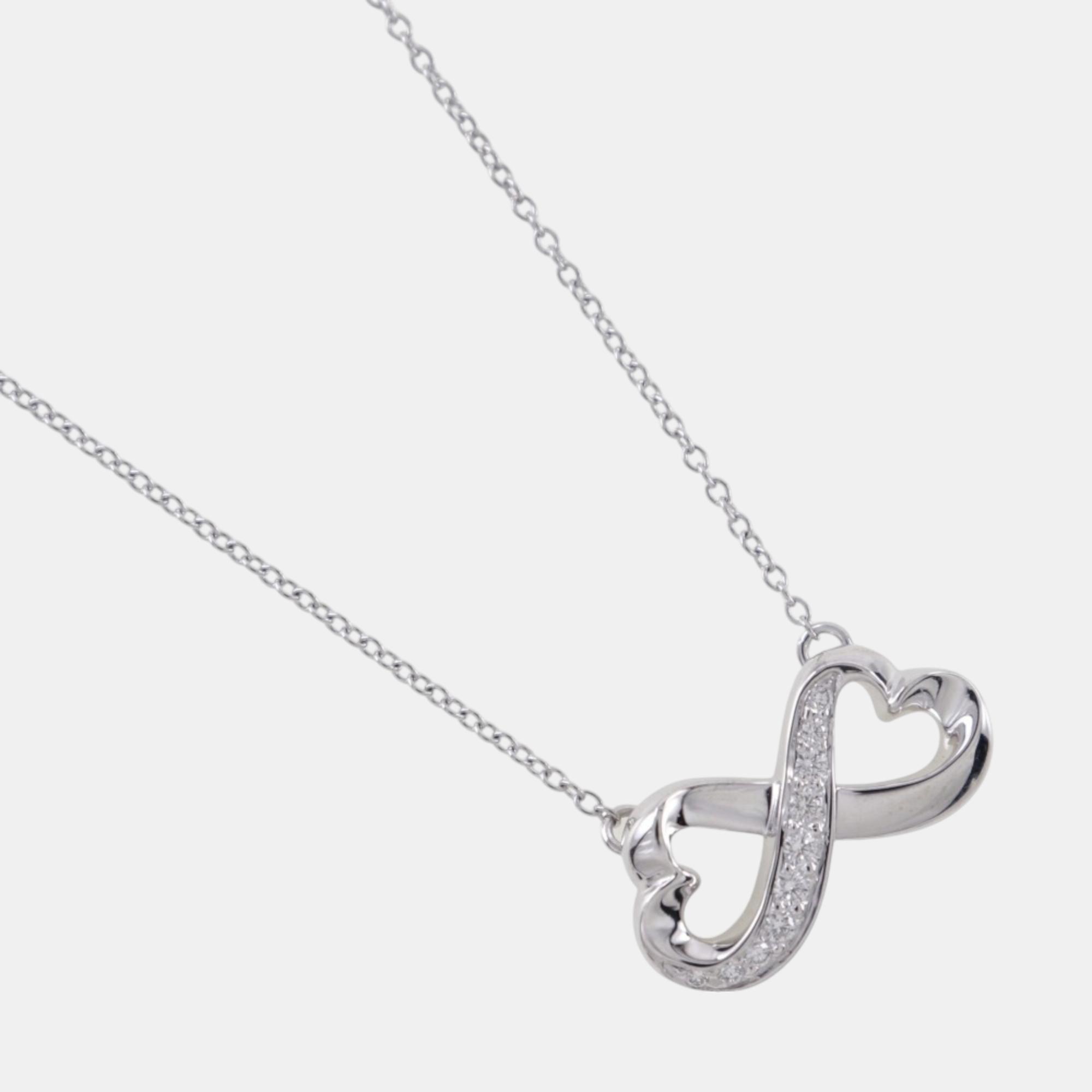 

Tiffany & Co. 18K White Gold Paloma Picasso Double Loving Heart Diamond Necklace