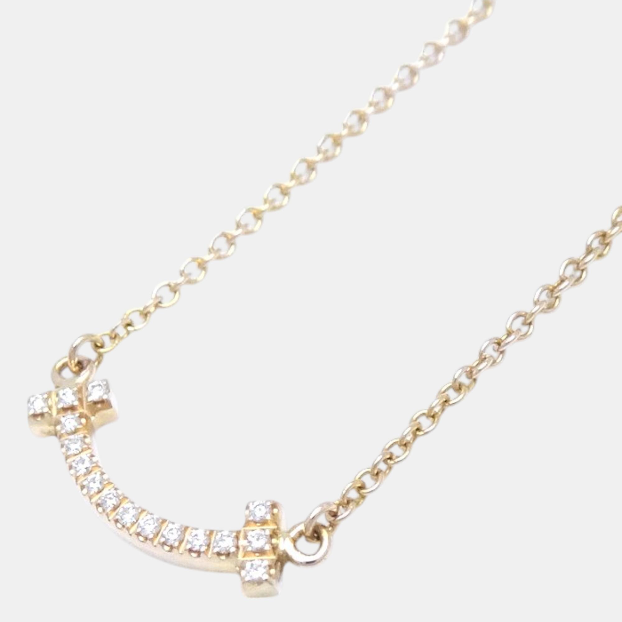 

Tiffany & Co. 18K Rose Gold T Smile Mini Diamond Necklace