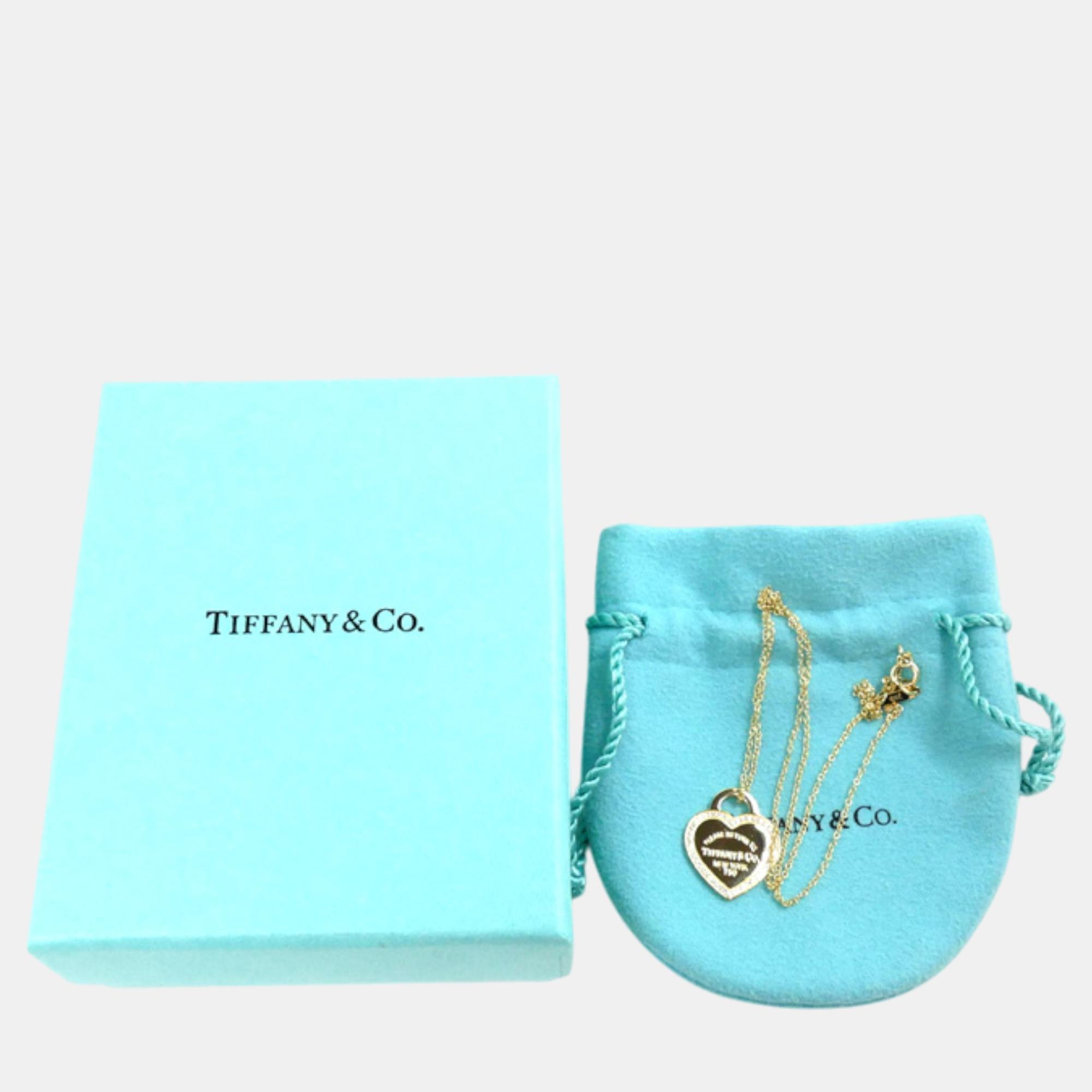 Tiffany & Co. 18K Yellow Gold Return to Tiffany Diamond Heart Tag Pendant Necklace 