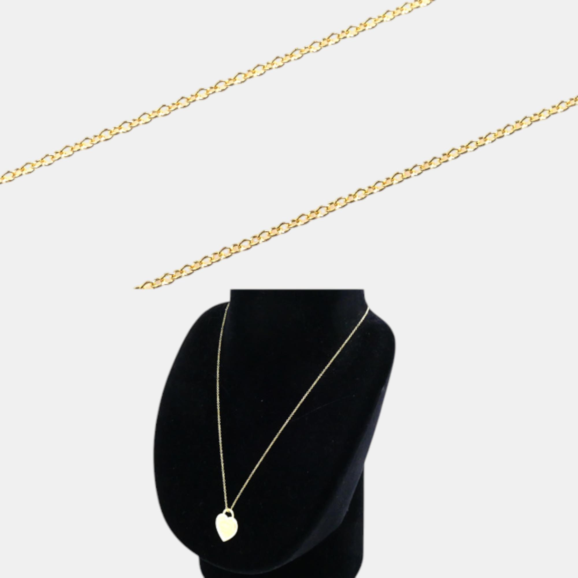 Tiffany & Co. 18K Yellow Gold Return to Tiffany Diamond Heart Tag Pendant Necklace 
