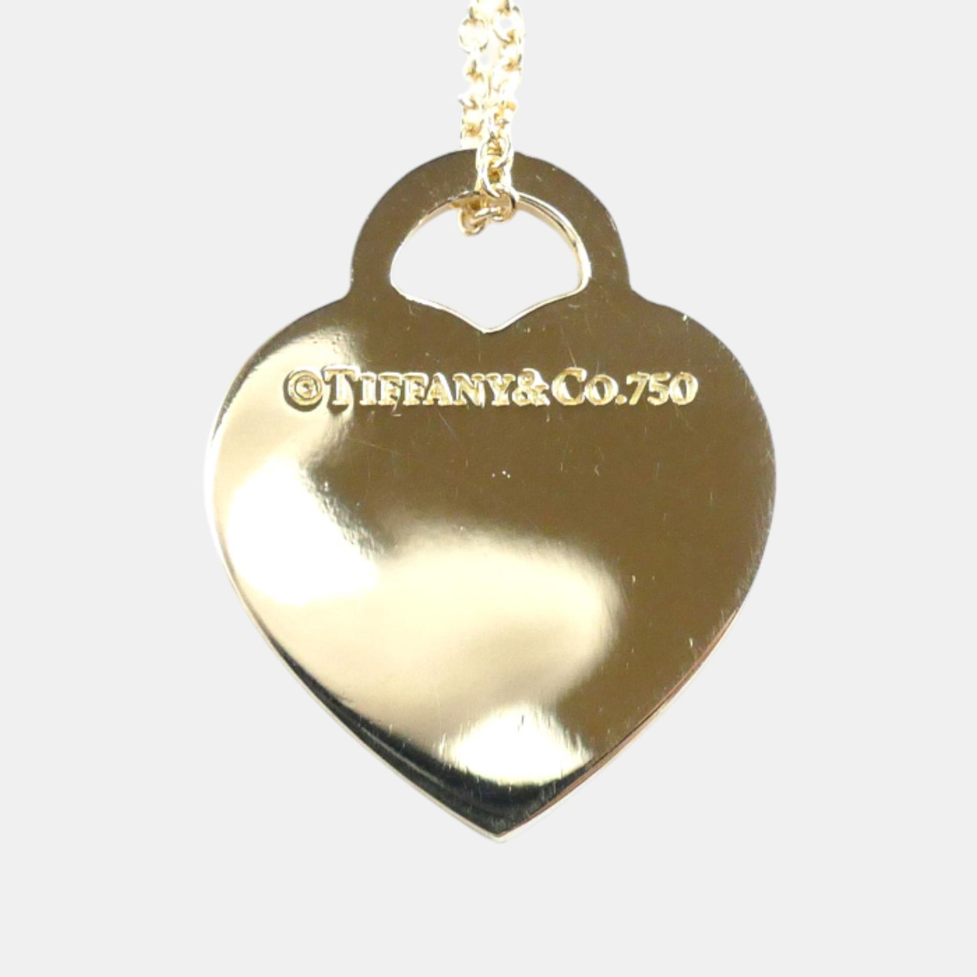 Tiffany & Co. 18K Yellow Gold Return to Tiffany Diamond Heart Tag Pendant Necklace 
