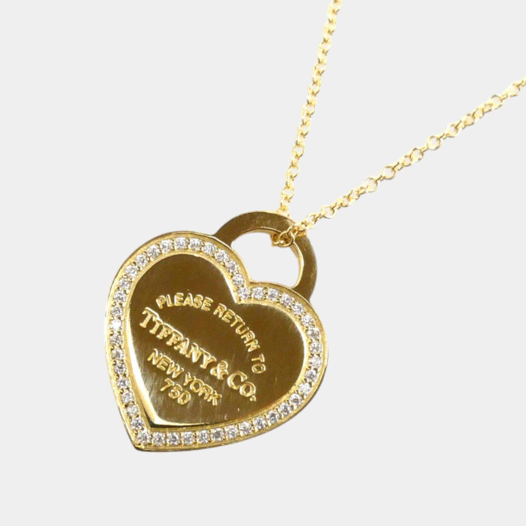 

Tiffany & Co. 18K Yellow Gold Return to Tiffany Diamond Heart Tag Pendant Necklace