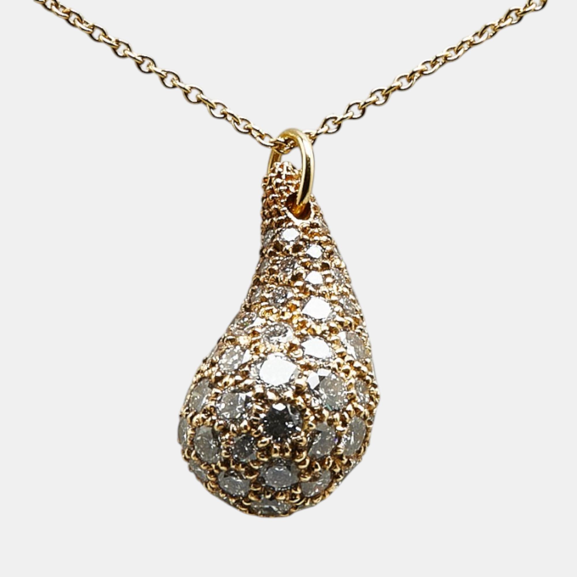 

Tiffany & Co.18K Yellow Gold Elsa Peretti Teardrop Diamonds Necklace