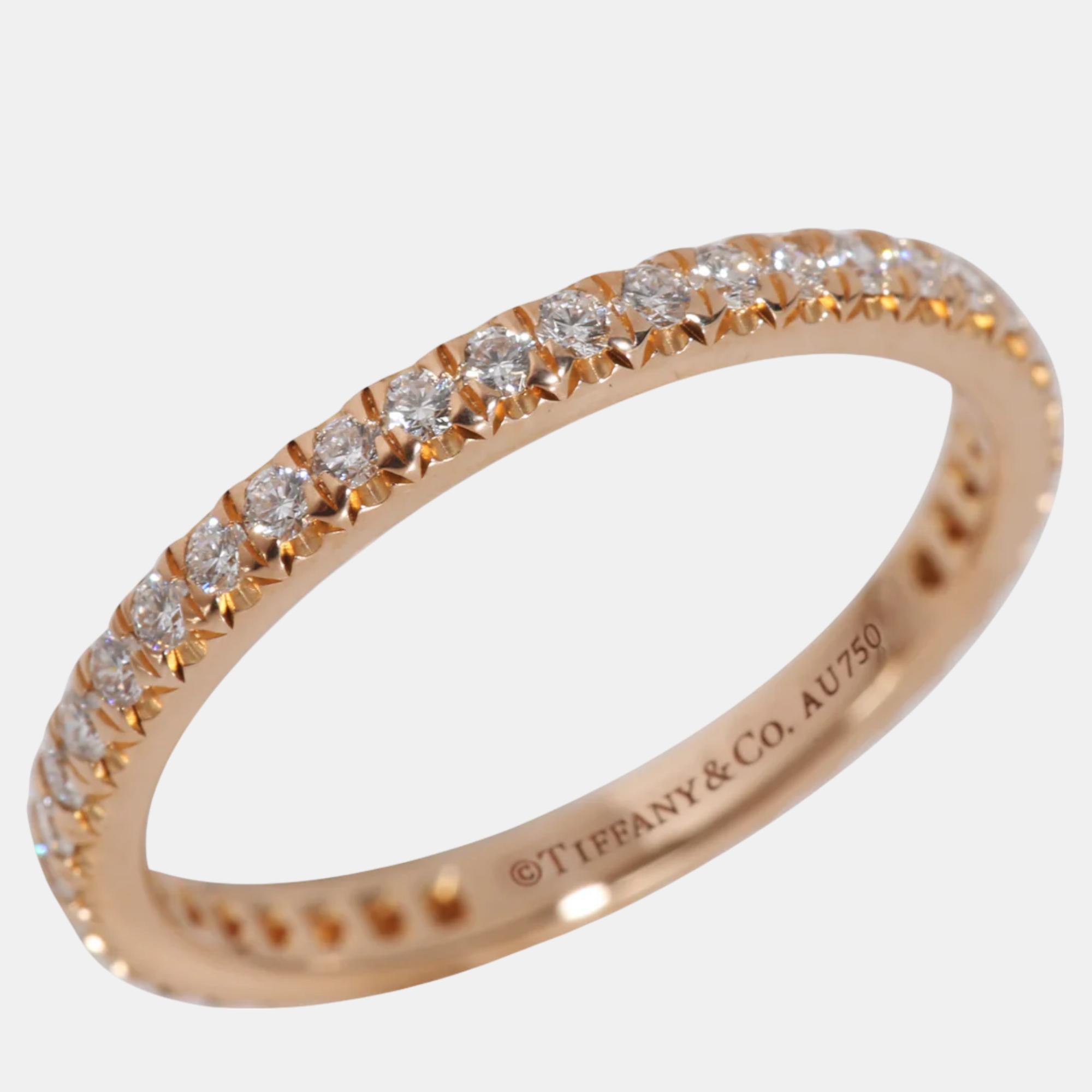 Tiffany & Co. 18K Rose Gold and Diamond Soleste Band Ring EU 50 