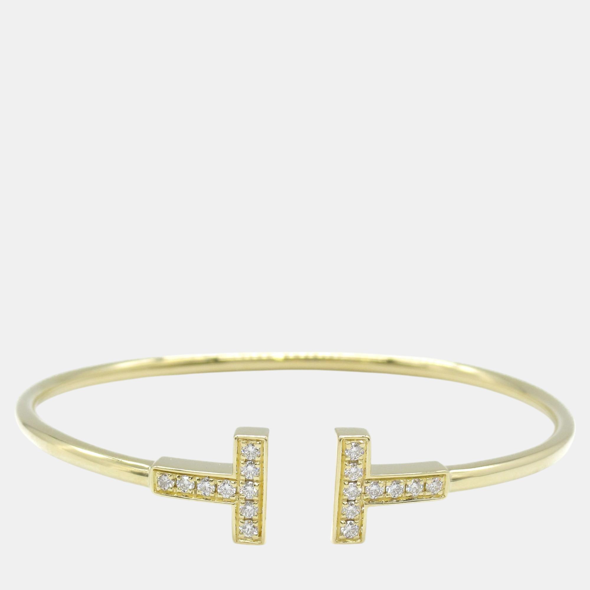 

Tiffany & Co. 18K Yellow Gold Diamond T Wire Bangle Bracelet