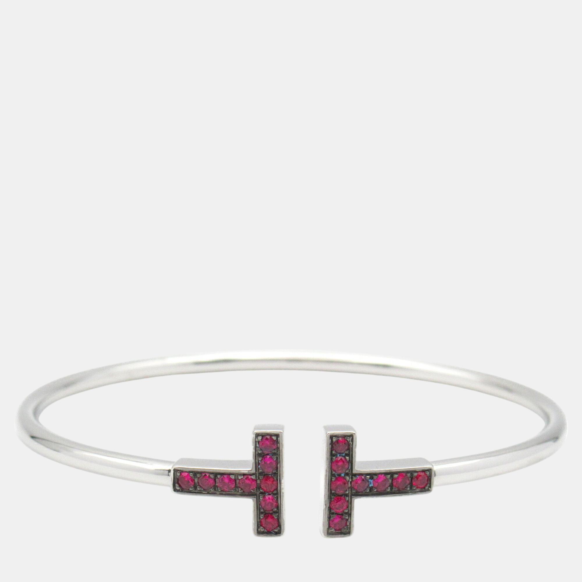 

Tiffany & Co. 18K White Gold Ruby T Wire Bracelet