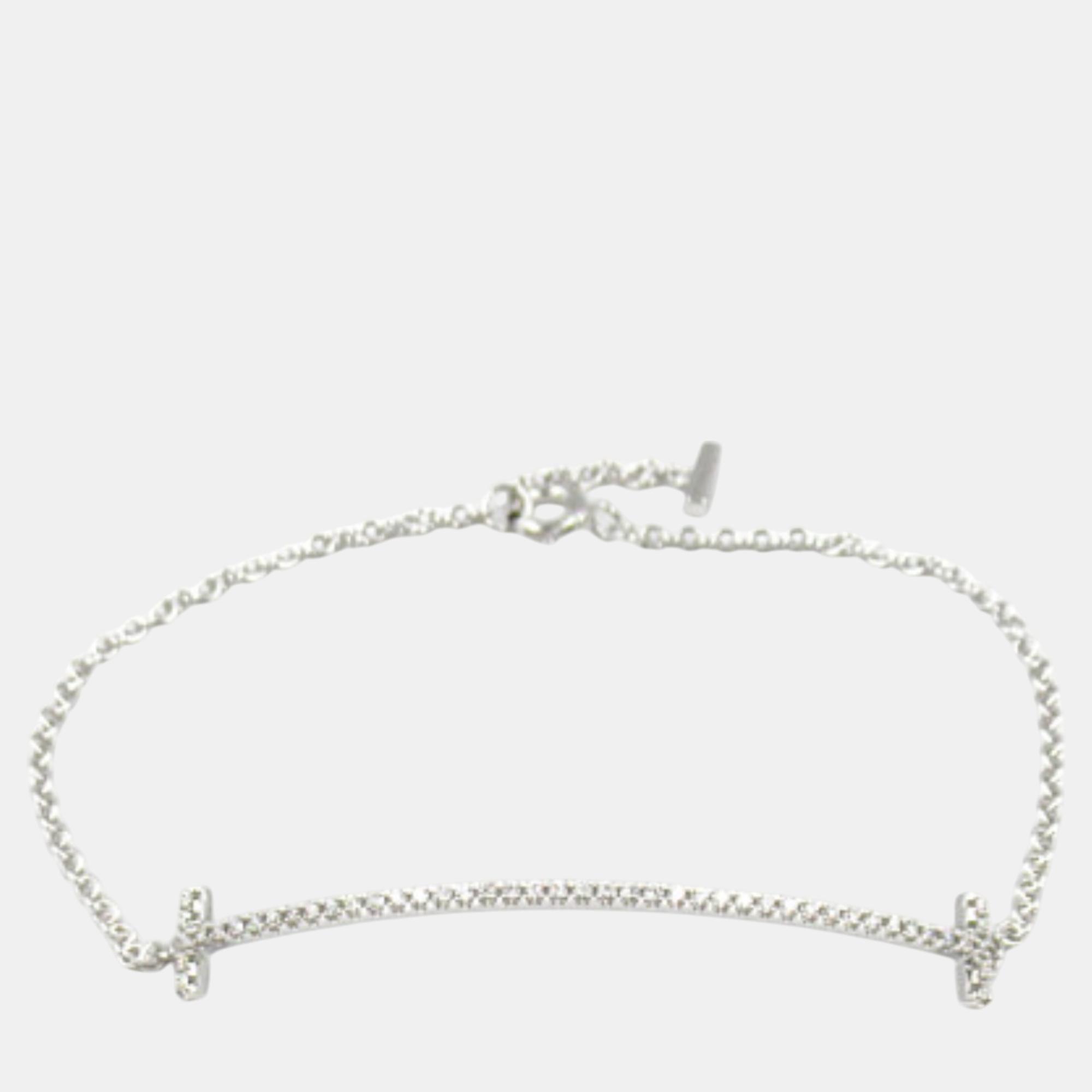 

Tiffany & Co. 18K White Gold Dimaond T Smile Bracelet