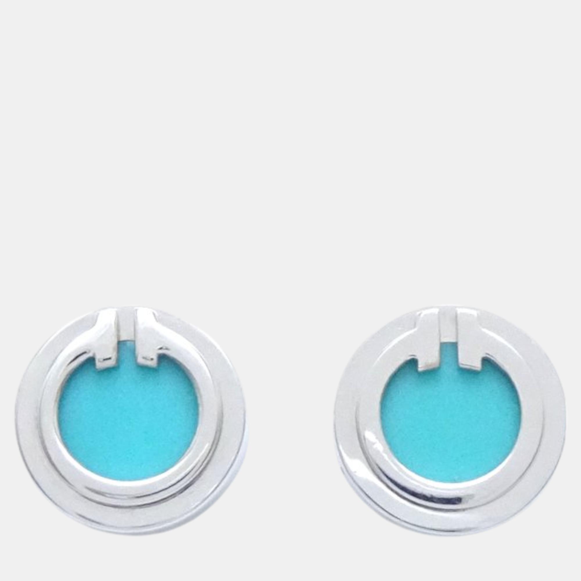 

Tiffany & Co. 18K White Gold Turquoise Circle Stud Earrings