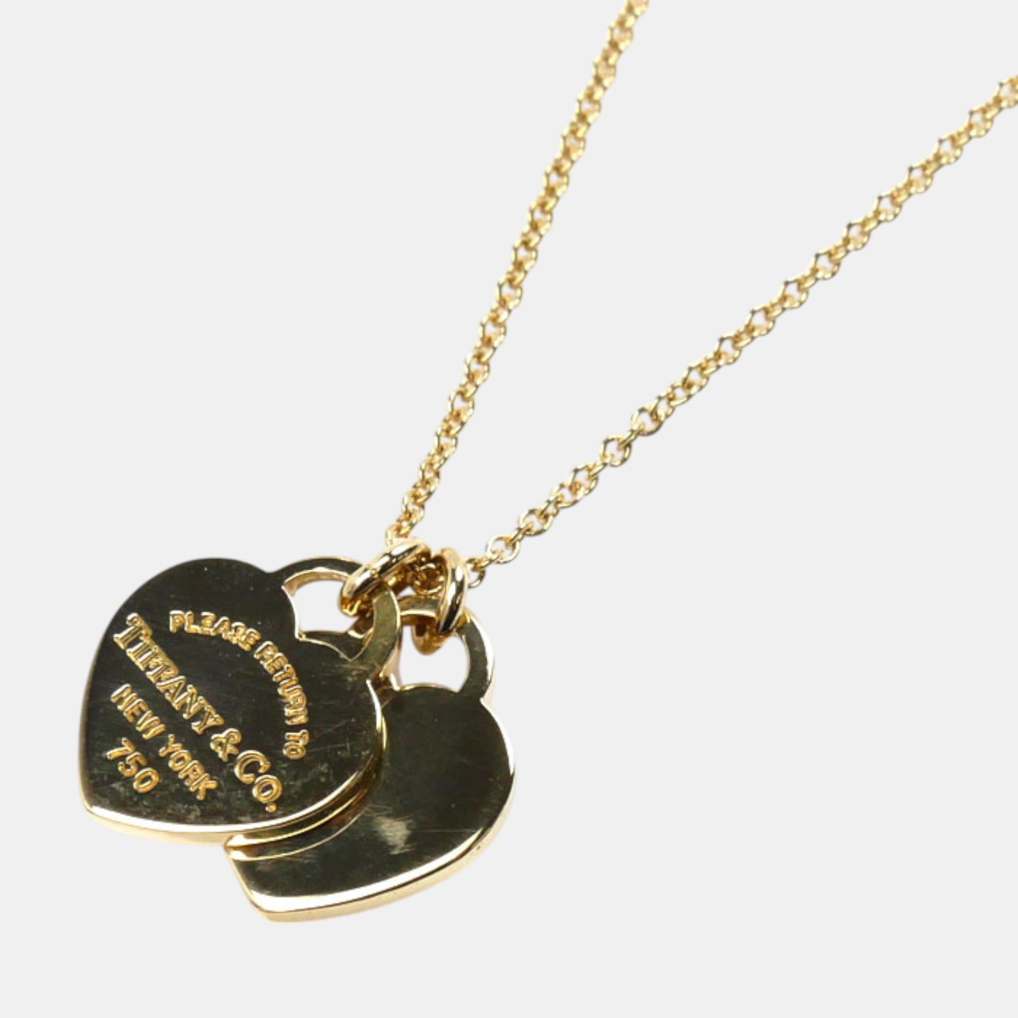 

Tiffany & Co. 18K Yellow Gold Double Heart Necklace