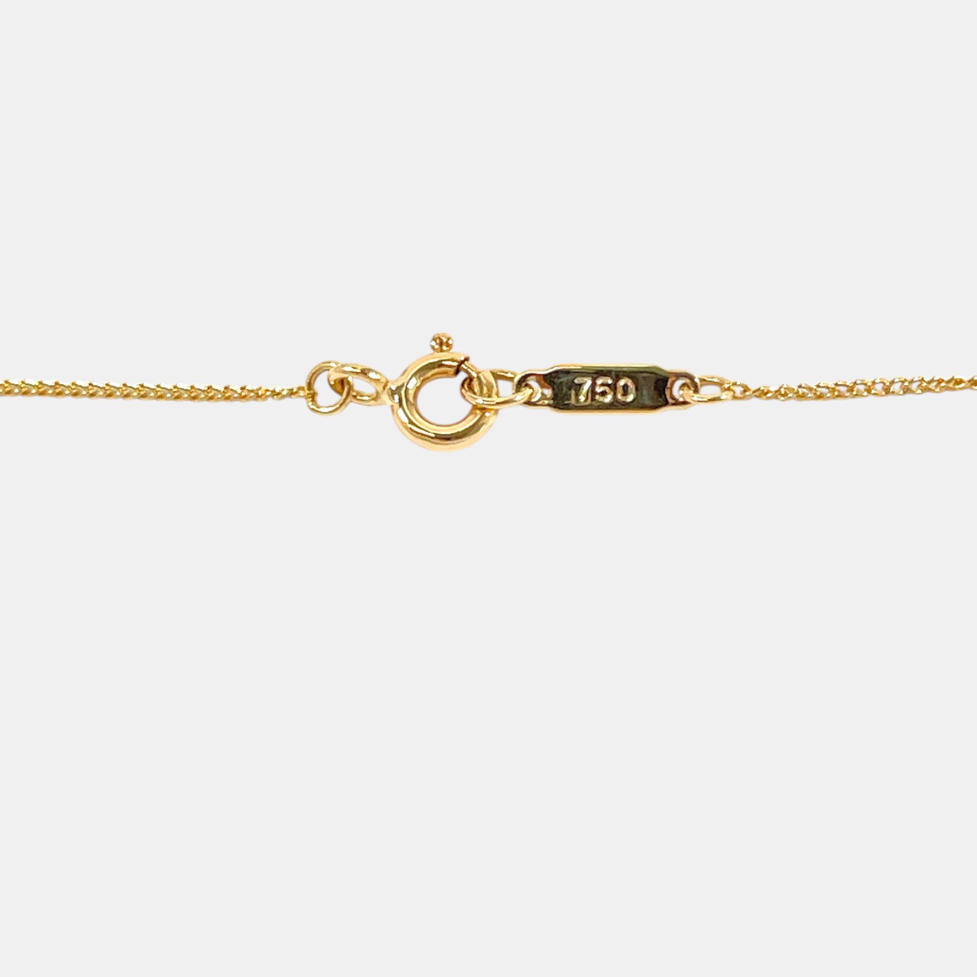Tiffany & Co. 18K Yellow Gold Diamond Vintage Open Heart Leaf Pendant Necklace 