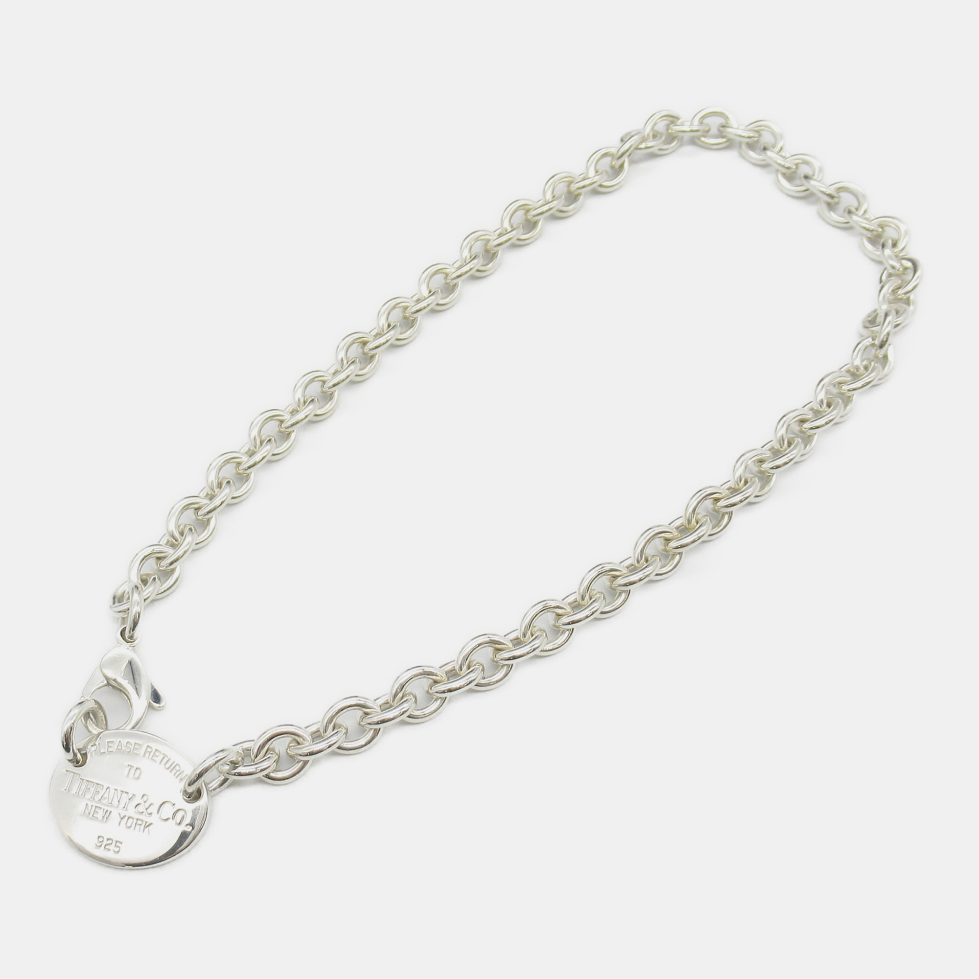 Tiffany & Co. Return to Tiffany Oval Tag Silver Choker Necklace 