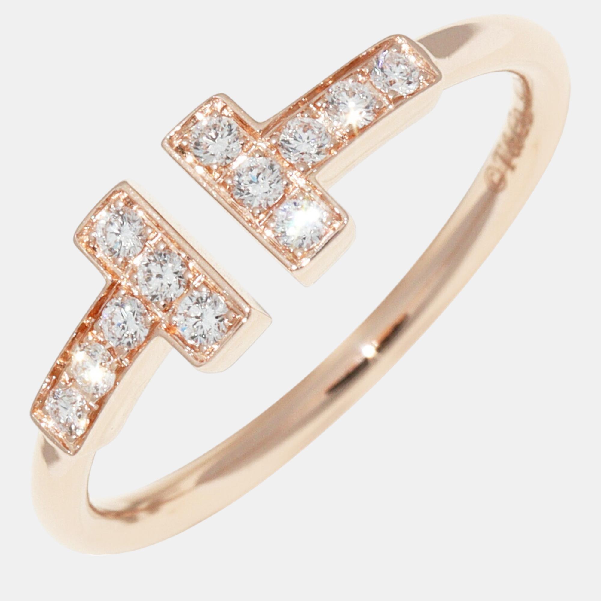 

Tiffany & Co. 18K Rose Gold and Diamond T Band Ring EU 52