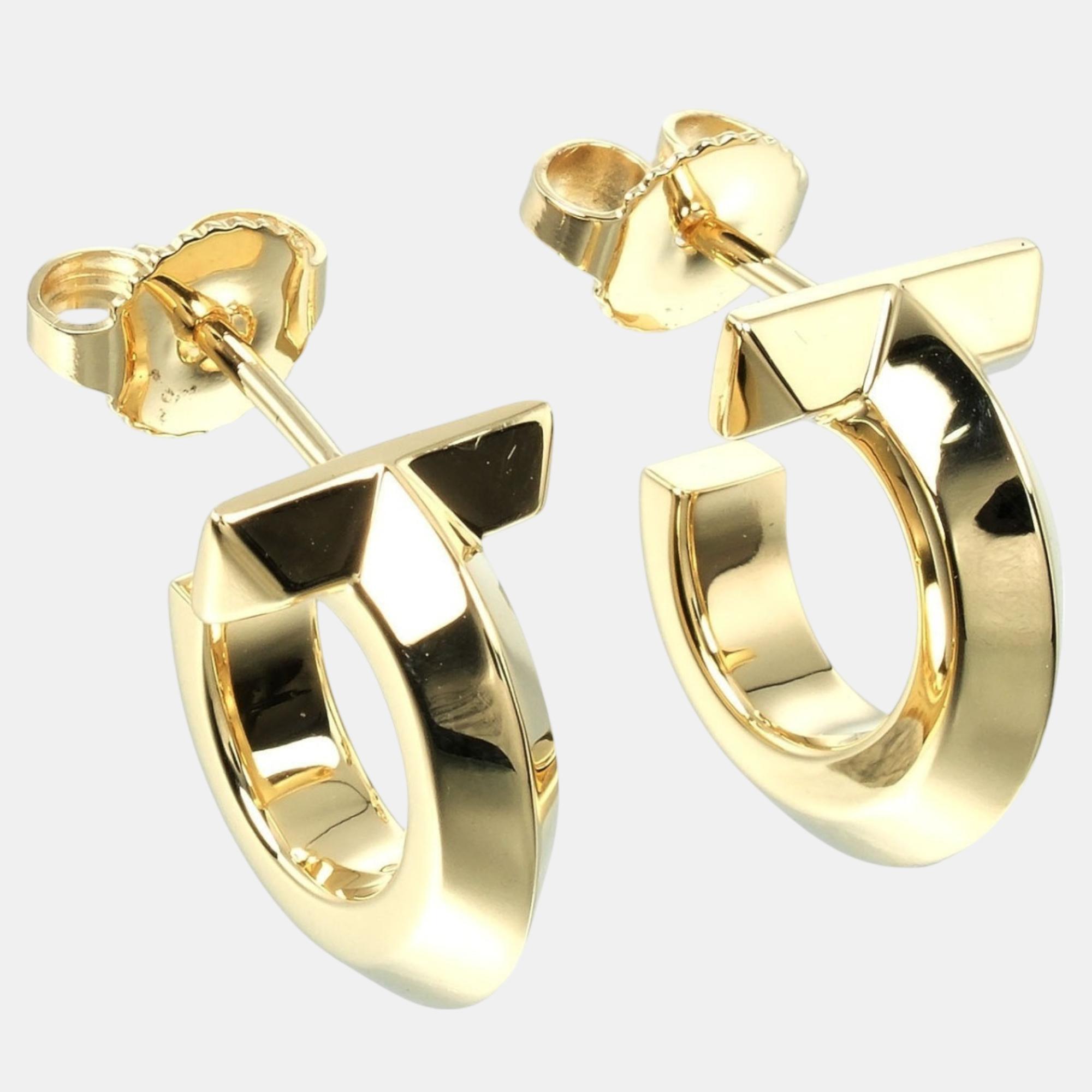 

Tiffany & Co. 18K Yellow Gold T Hoop Earrings